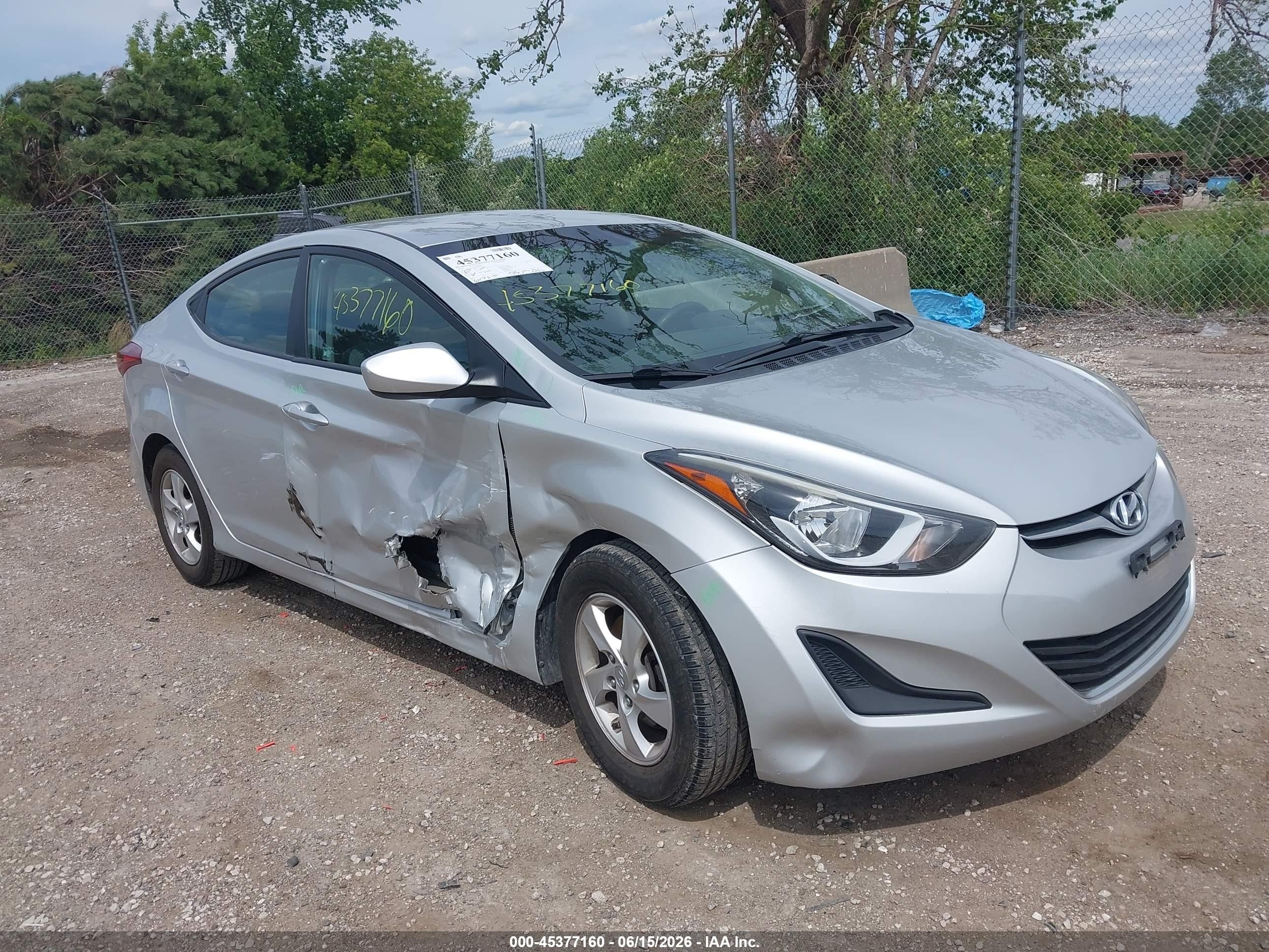 2015 Hyundai Elantra Se Silver vin: 5NPDH4AE9FH565824