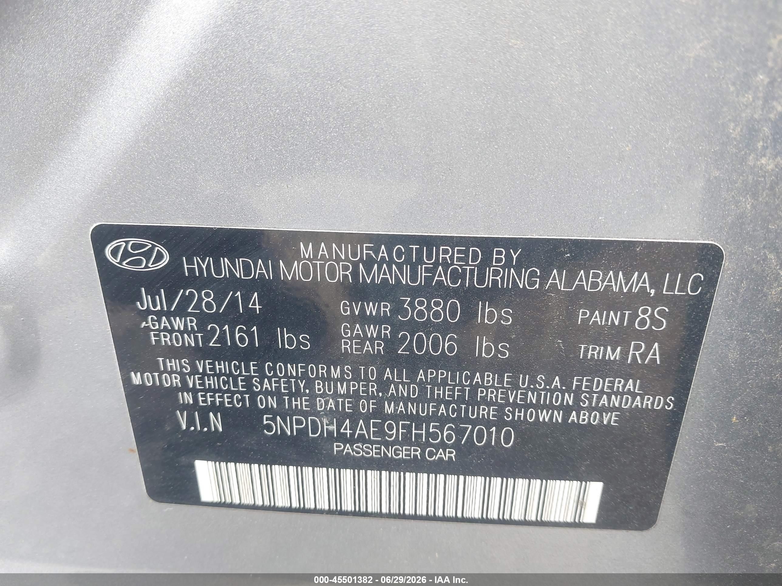 2015 Hyundai Elantra Se Серебряный vin: 5NPDH4AE9FH567010