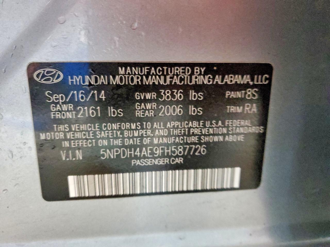 2015 Hyundai Elantra Se Silver vin: 5NPDH4AE9FH587726