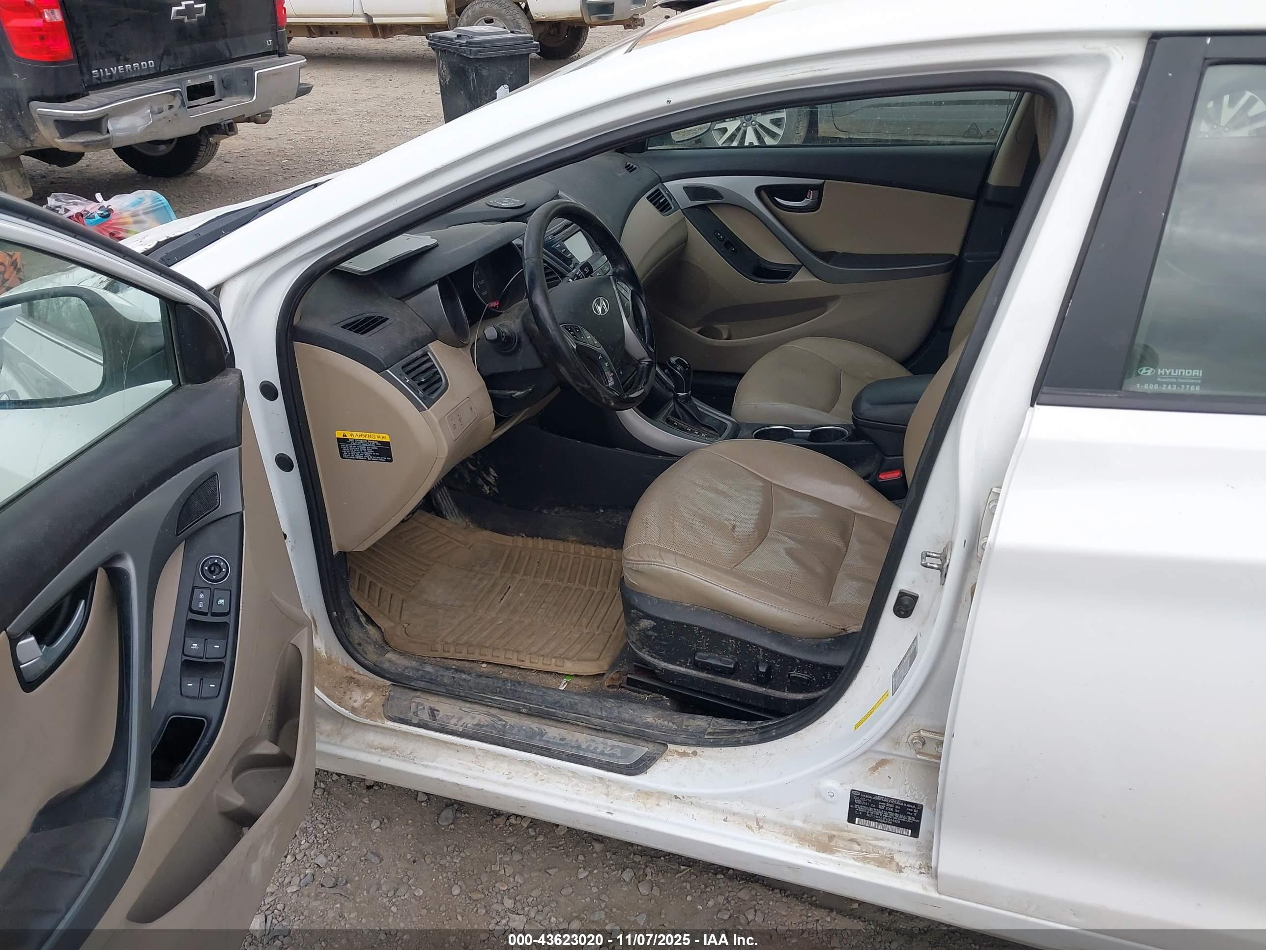 2015 Hyundai Elantra Limited White vin: 5NPDH4AE9FH594420