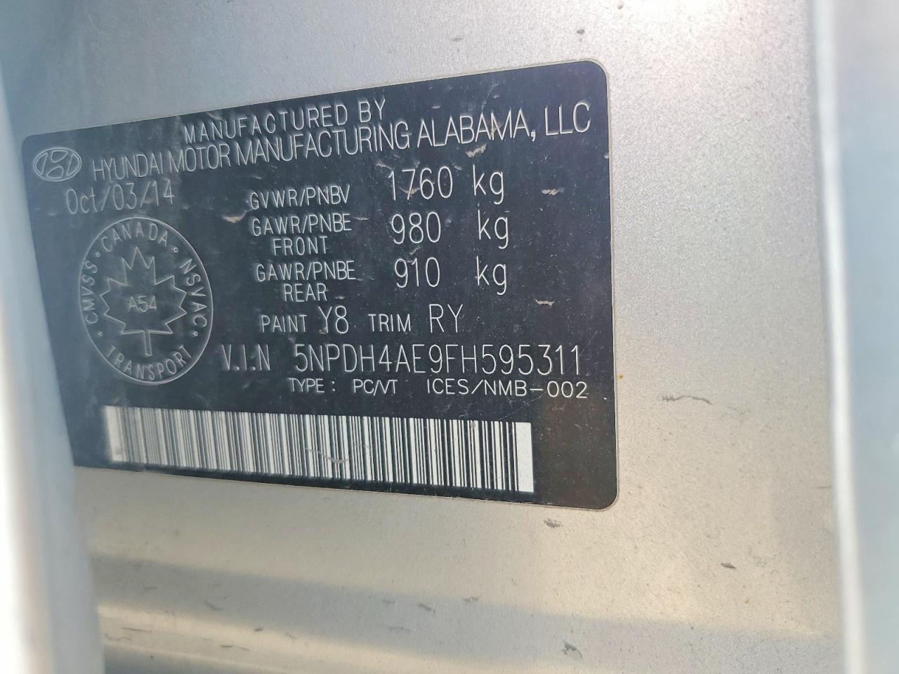 2015 Hyundai Elantra Se Silver vin: 5NPDH4AE9FH595311