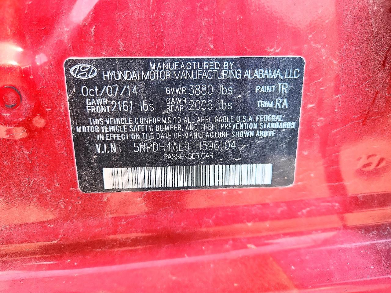 2015 Hyundai Elantra Se Maroon vin: 5NPDH4AE9FH596104