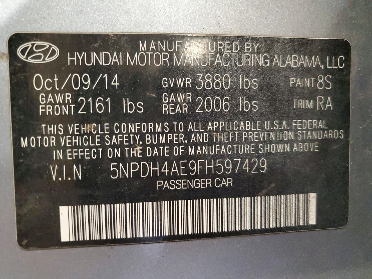 2015 Hyundai Elantra Se Серый vin: 5NPDH4AE9FH597429