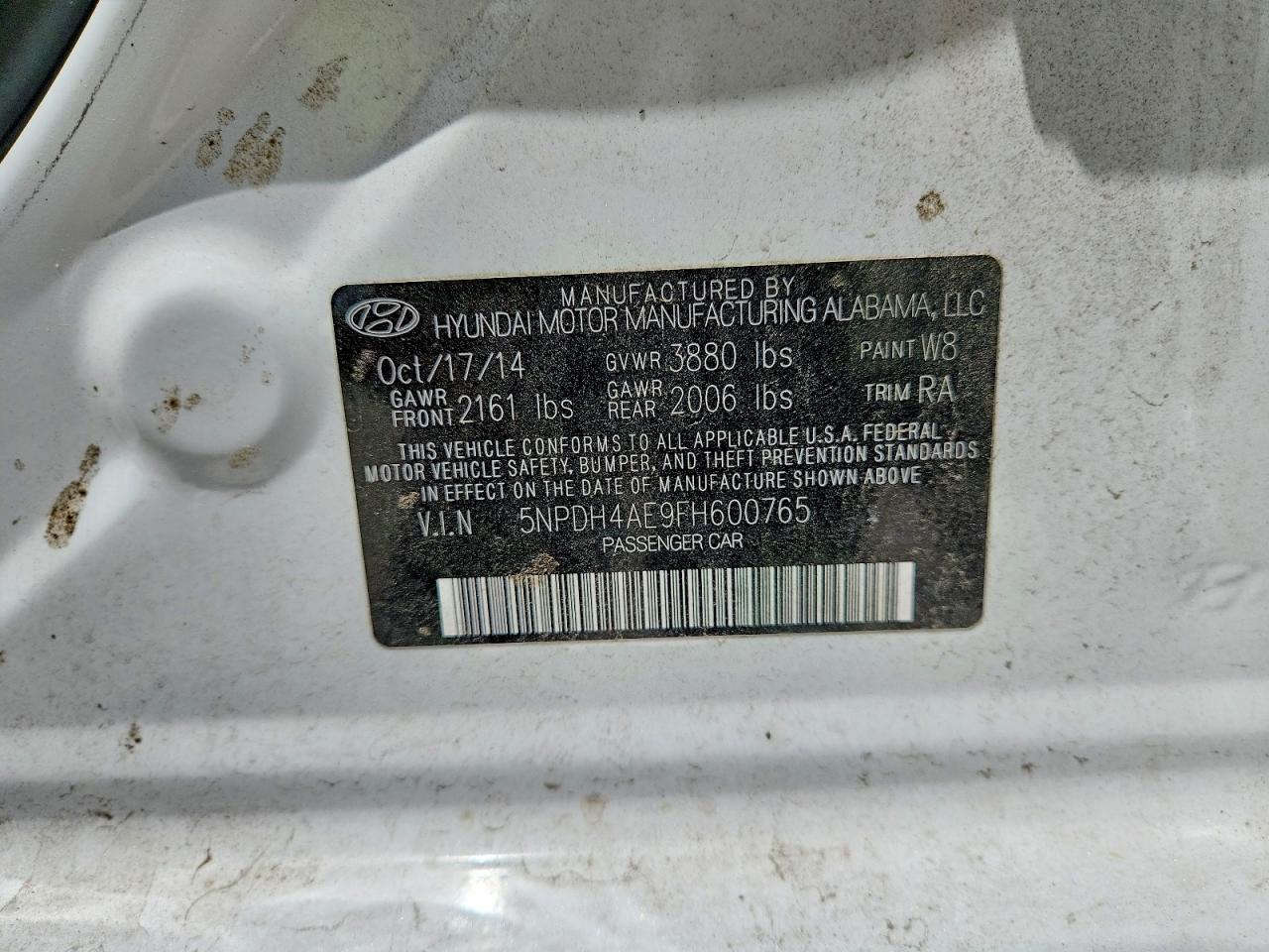 2015 Hyundai Elantra Limited White vin: 5NPDH4AE9FH600765