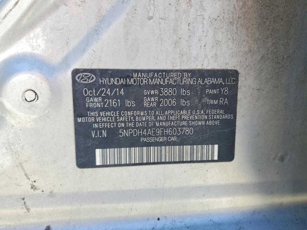 2015 Hyundai Elantra Se Silver vin: 5NPDH4AE9FH603780