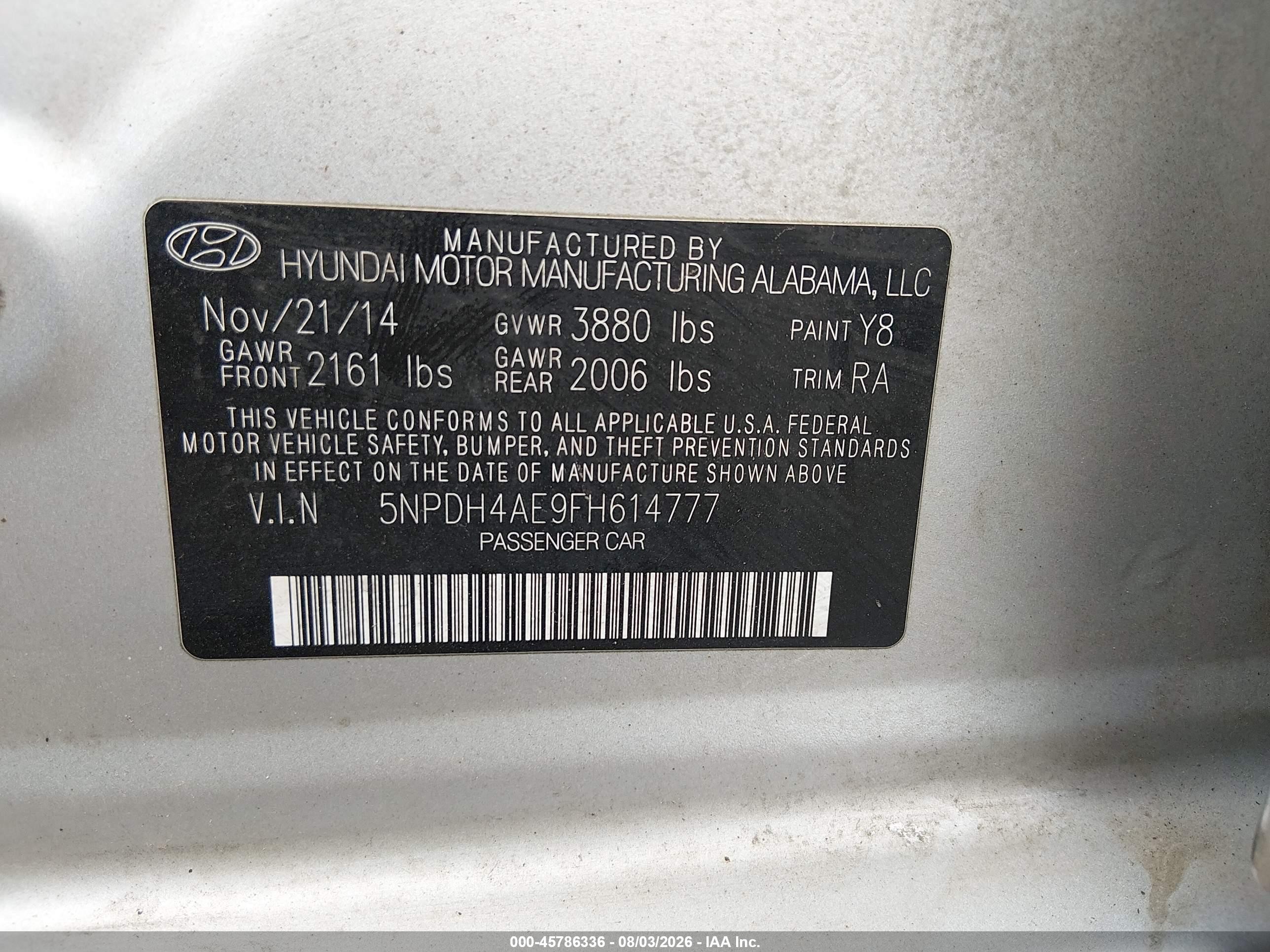 2015 Hyundai Elantra Se Серебряный vin: 5NPDH4AE9FH614777