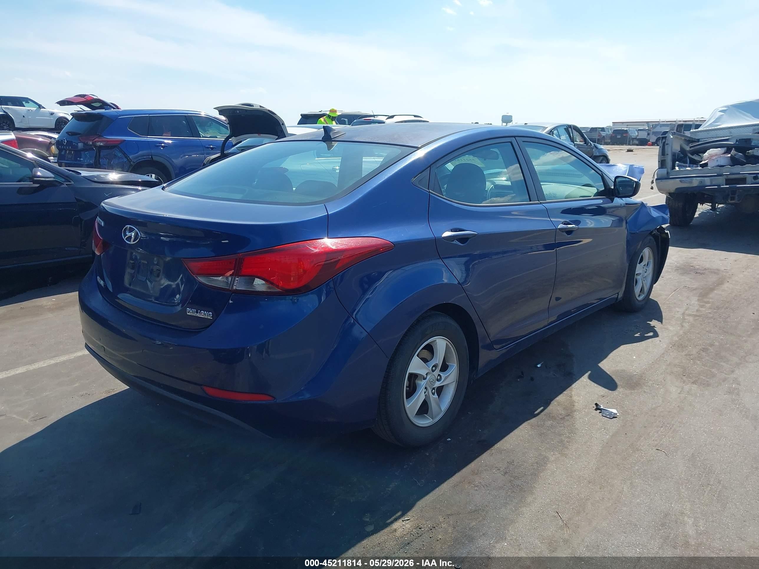2015 Hyundai Elantra Se Blue vin: 5NPDH4AE9FH615010