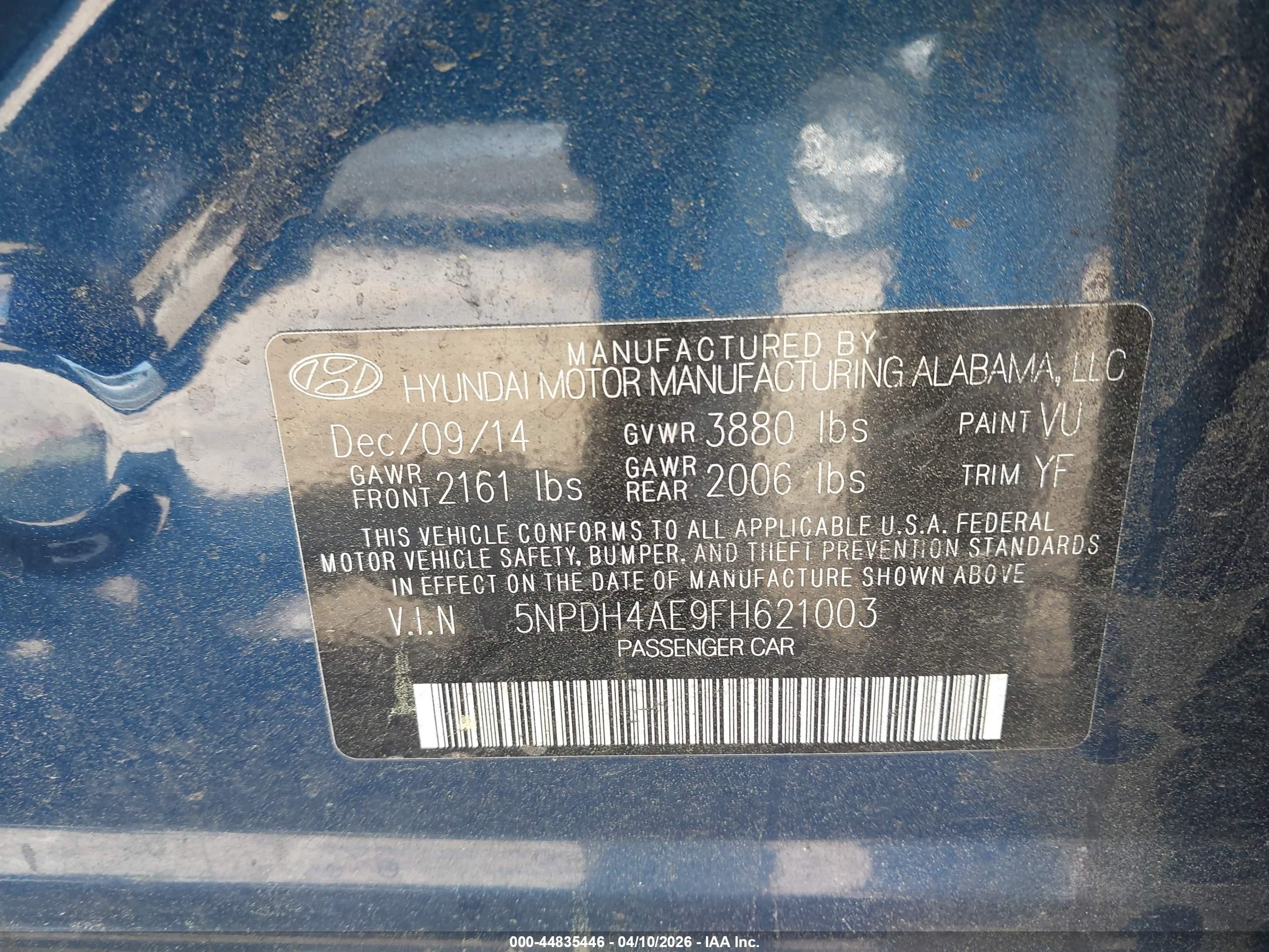 2015 Hyundai Elantra Se Синий vin: 5NPDH4AE9FH621003
