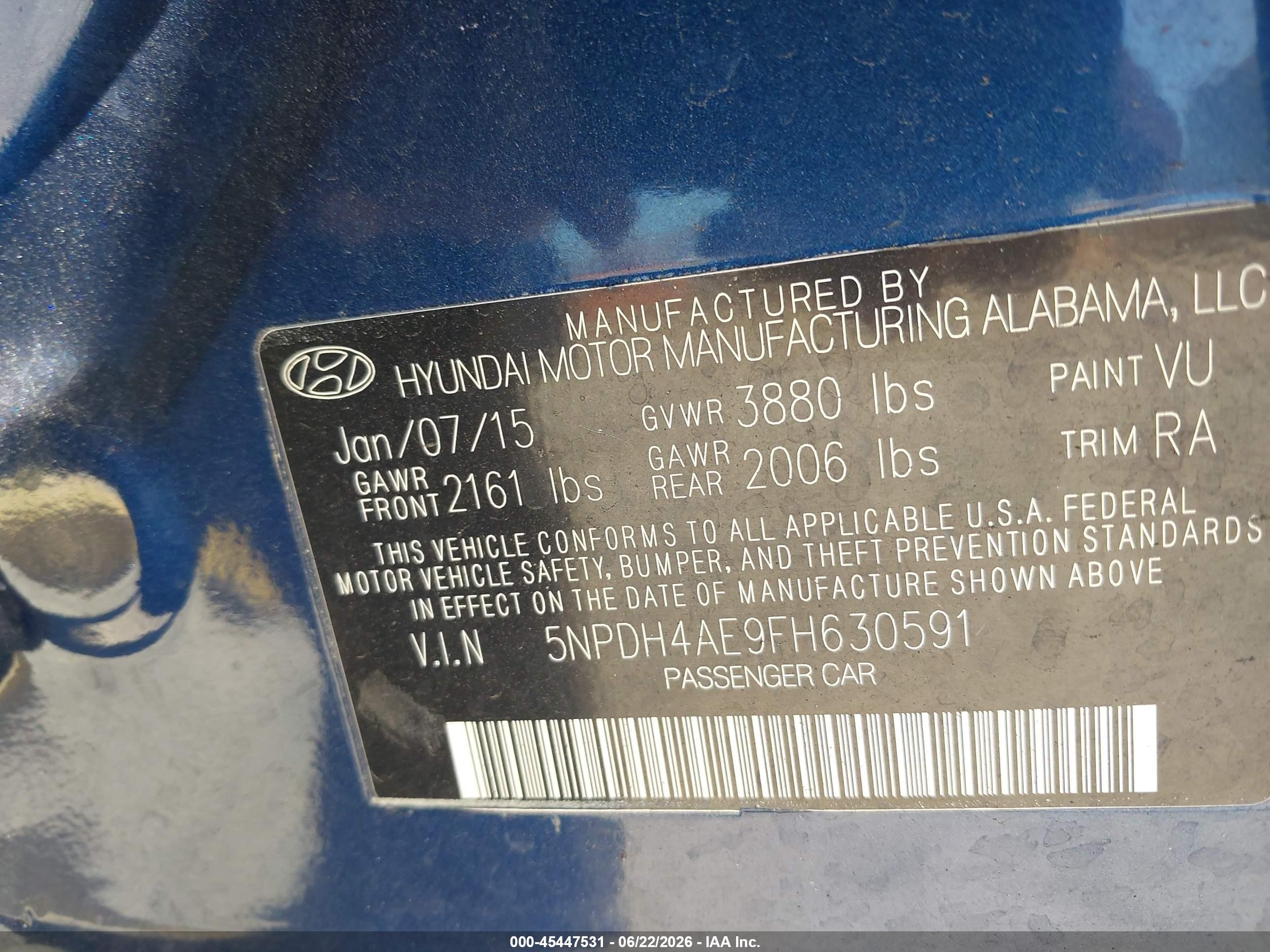 2015 Hyundai Elantra Se Синий vin: 5NPDH4AE9FH630591