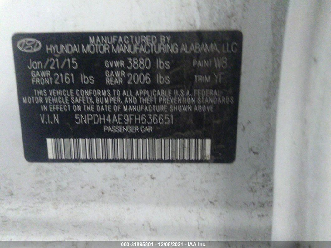 2015 Hyundai Elantra Se Белый vin: 5NPDH4AE9FH636651