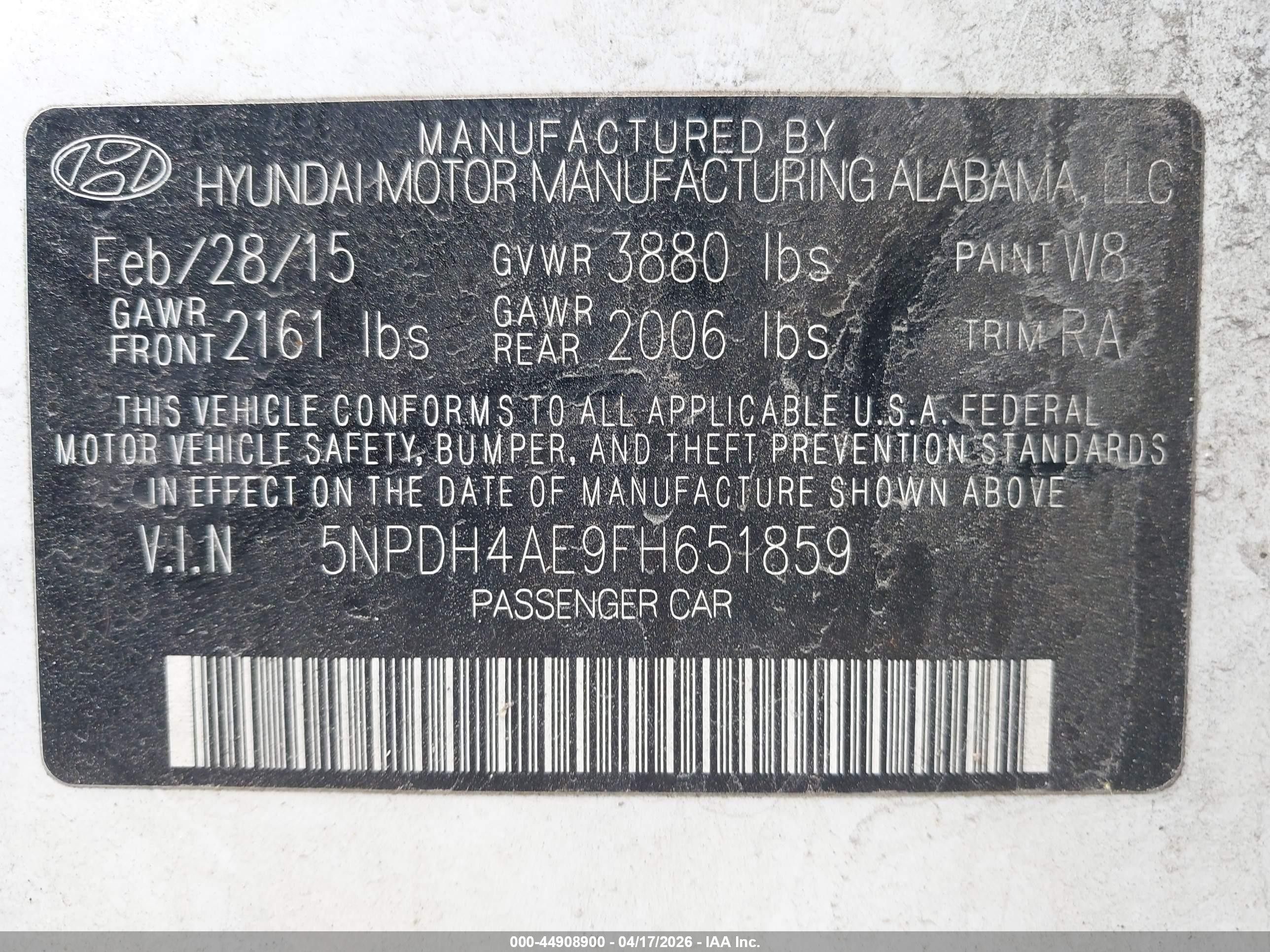 2015 Hyundai Elantra Se Белый vin: 5NPDH4AE9FH651859