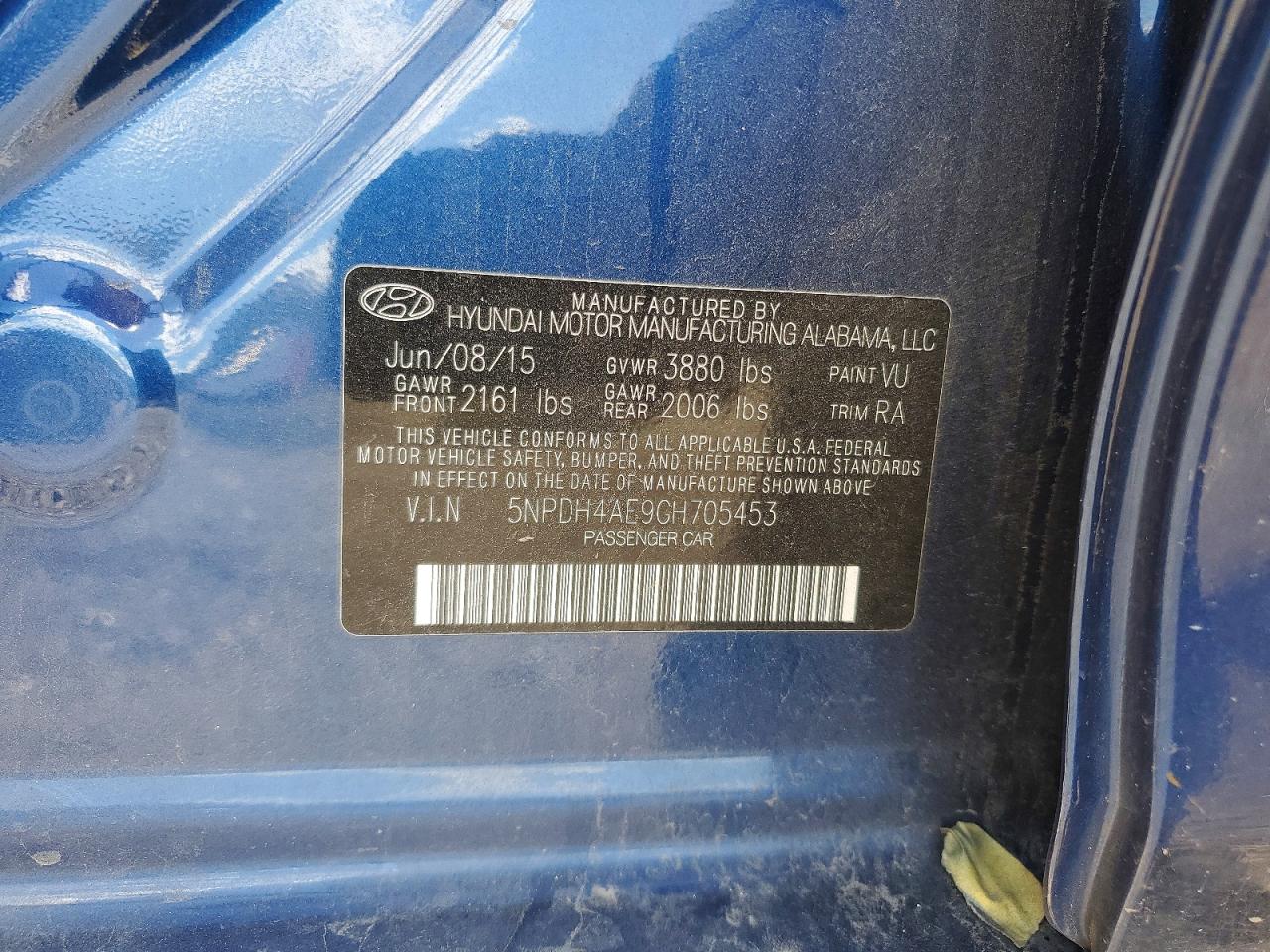 2016 Hyundai Elantra Se Blue vin: 5NPDH4AE9GH705453
