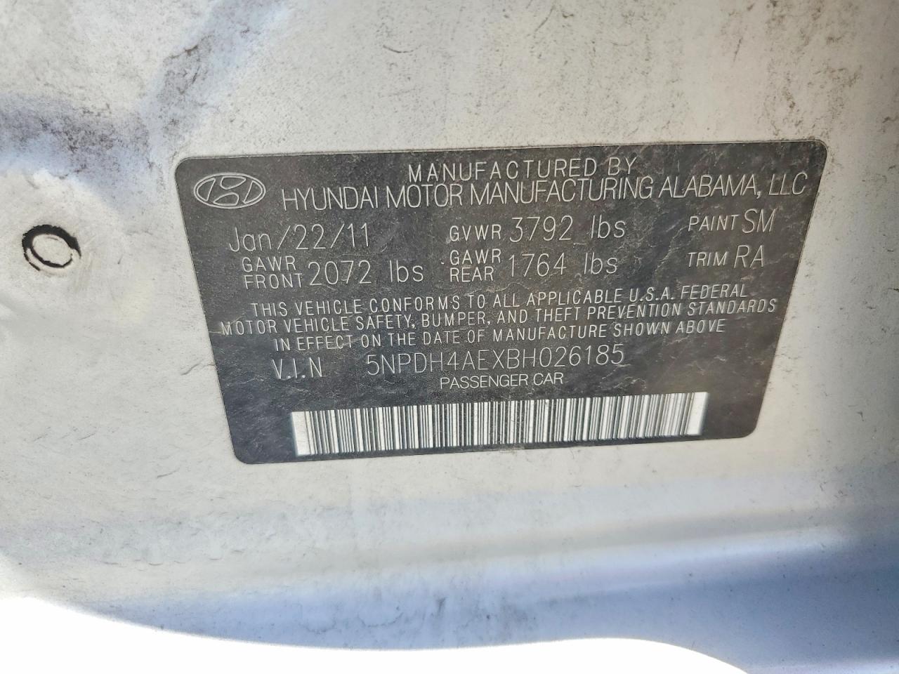 2011 Hyundai Elantra Gls Gray vin: 5NPDH4AEXBH026185