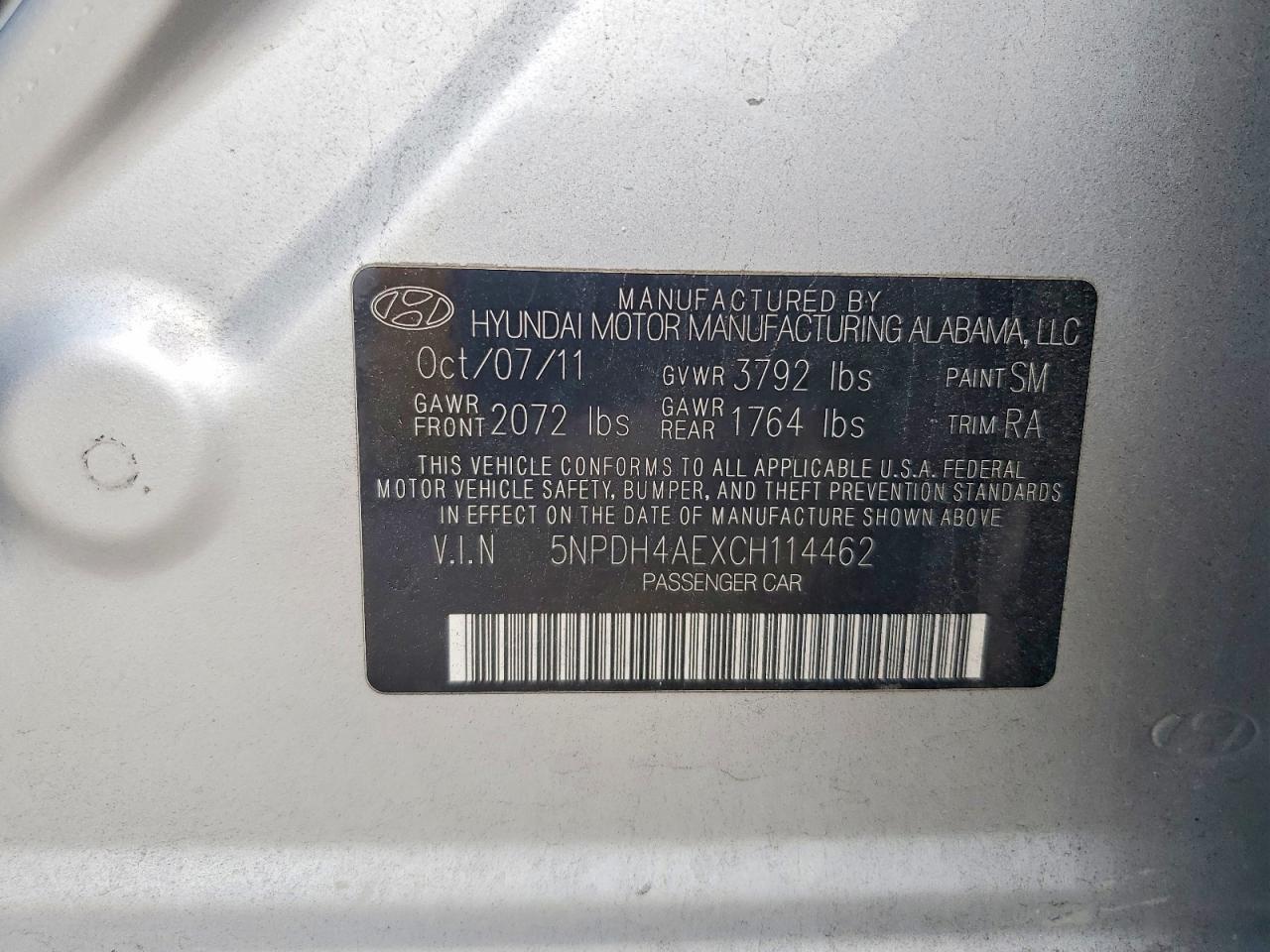 2012 Hyundai Elantra Silver vin: 5NPDH4AEXCH114462