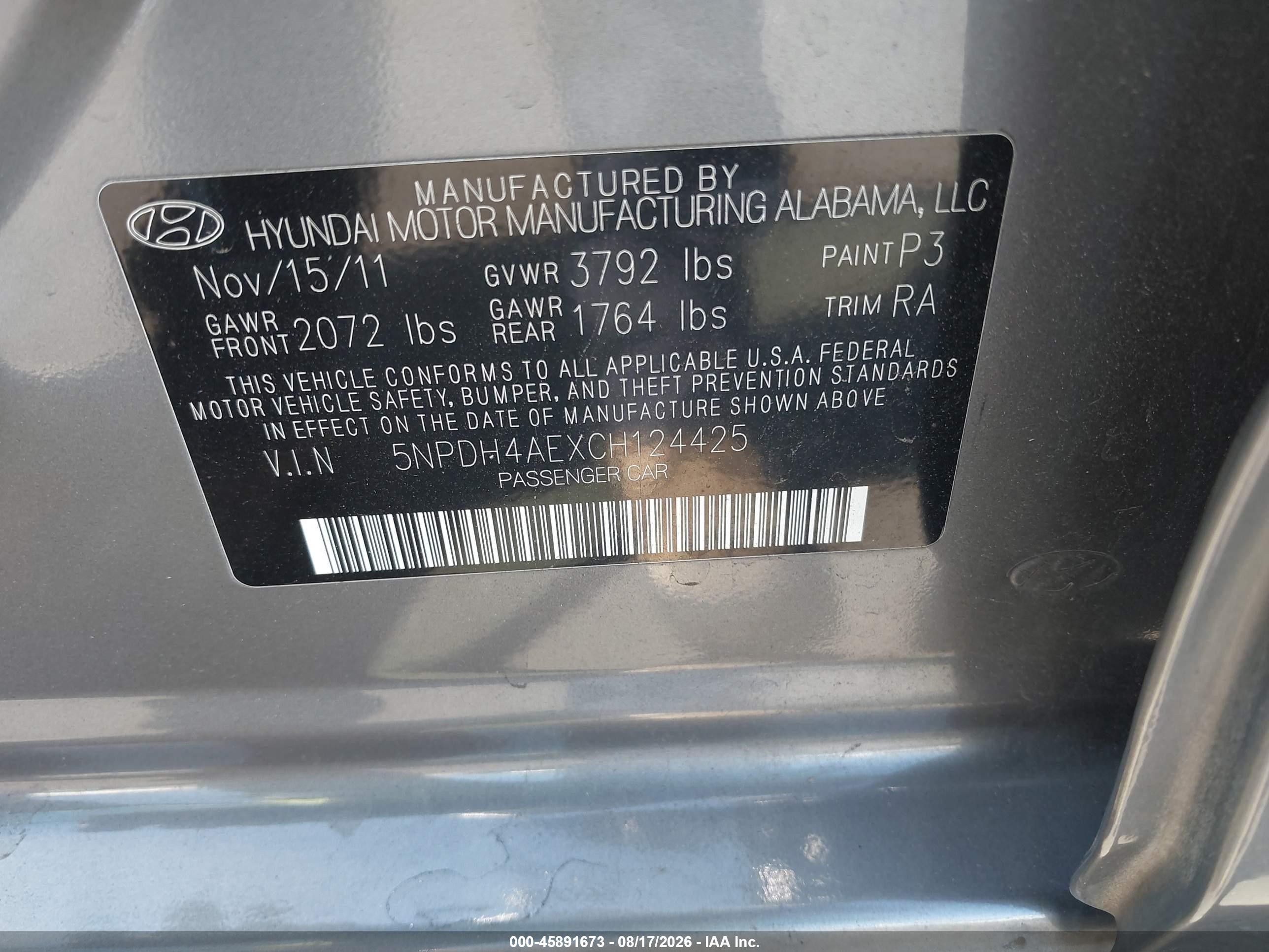 2012 Hyundai Elantra Gls Gray vin: 5NPDH4AEXCH124425