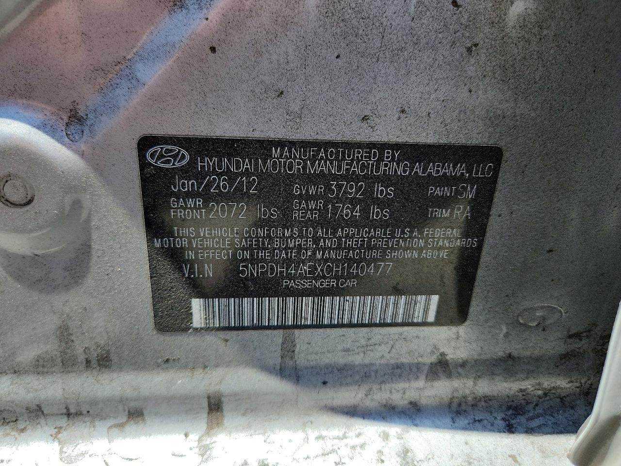 2012 Hyundai Elantra Gls Silver vin: 5NPDH4AEXCH140477