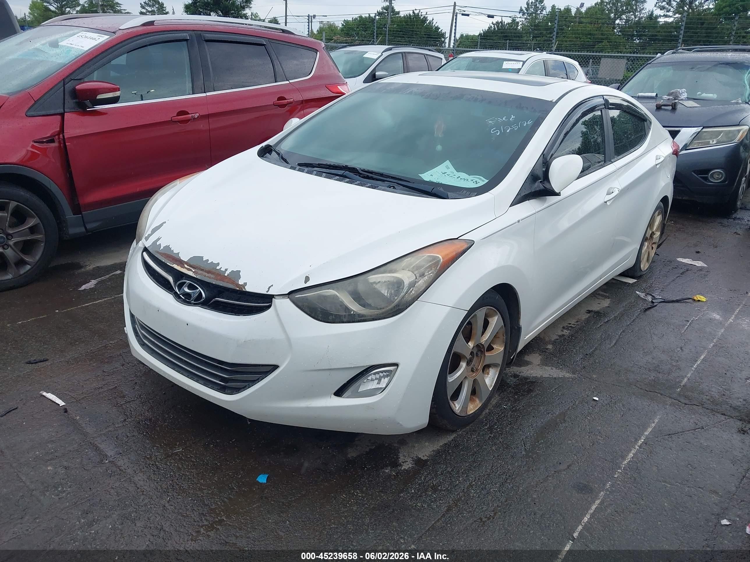 2012 Hyundai Elantra Limited Белый vin: 5NPDH4AEXCH146103
