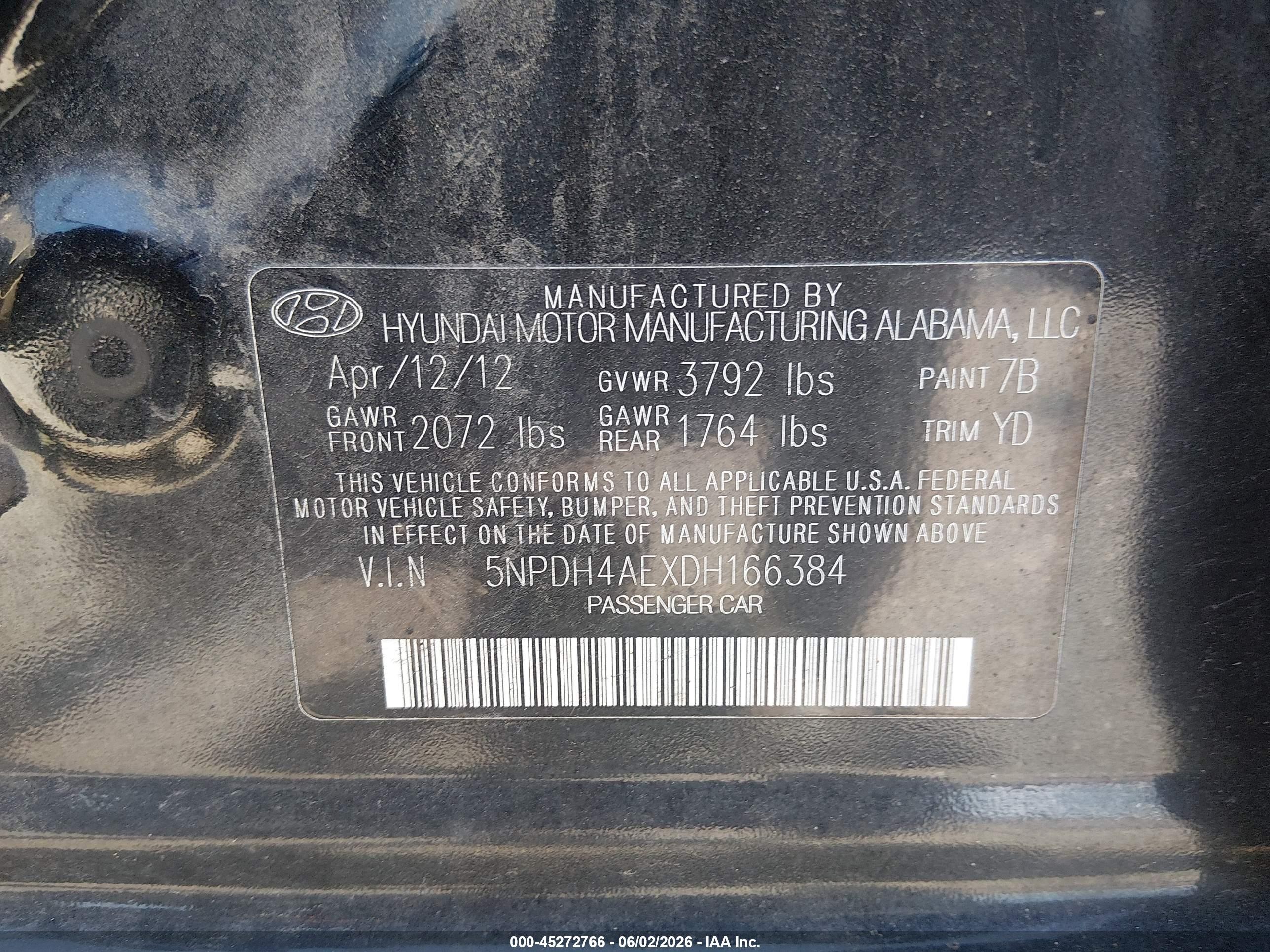 2013 Hyundai Elantra Gls Black vin: 5NPDH4AEXDH166384