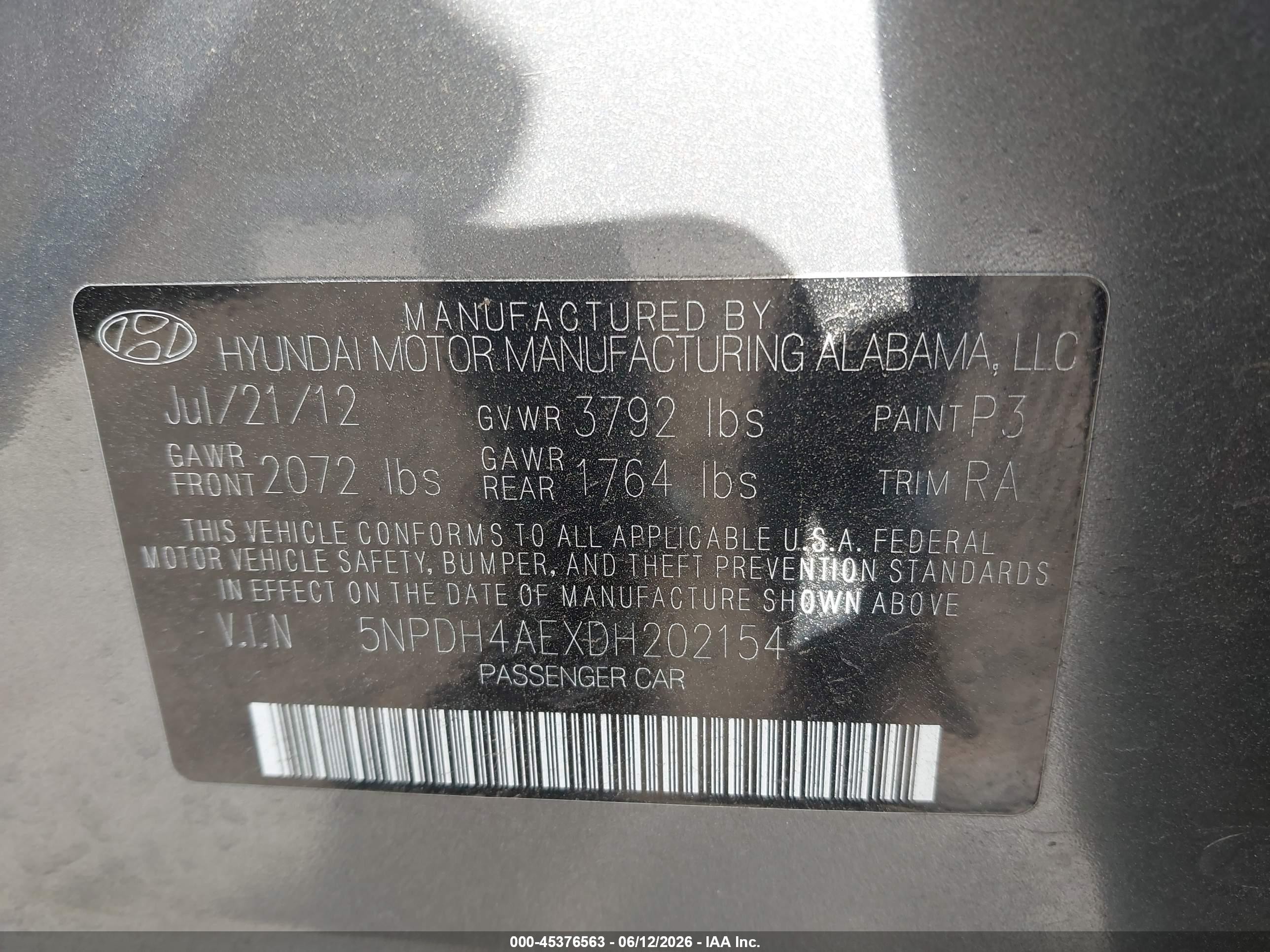 2013 Hyundai Elantra Gls Серый vin: 5NPDH4AEXDH202154