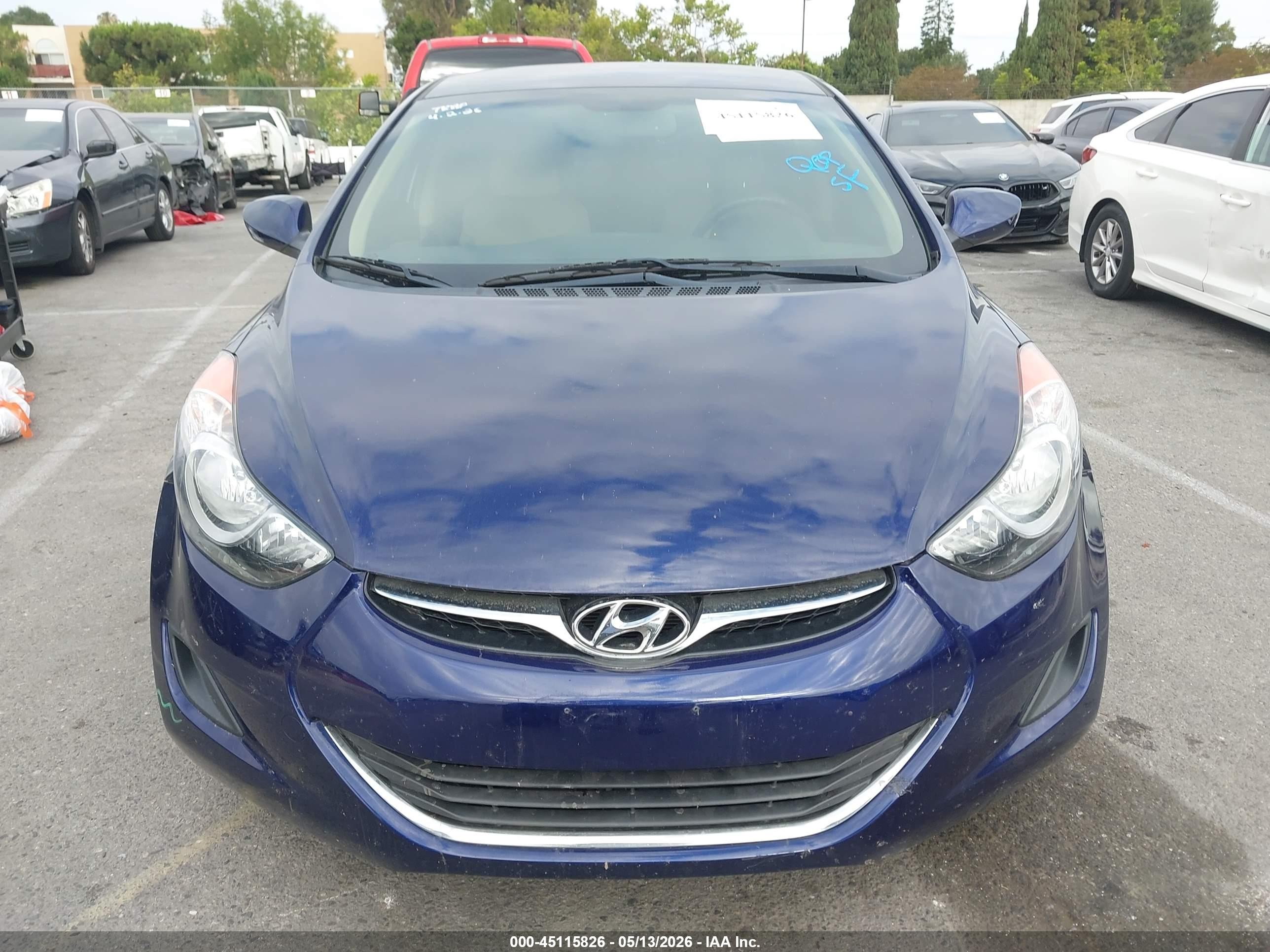 2013 Hyundai Elantra Gls/limited Blue vin: 5NPDH4AEXDH206379
