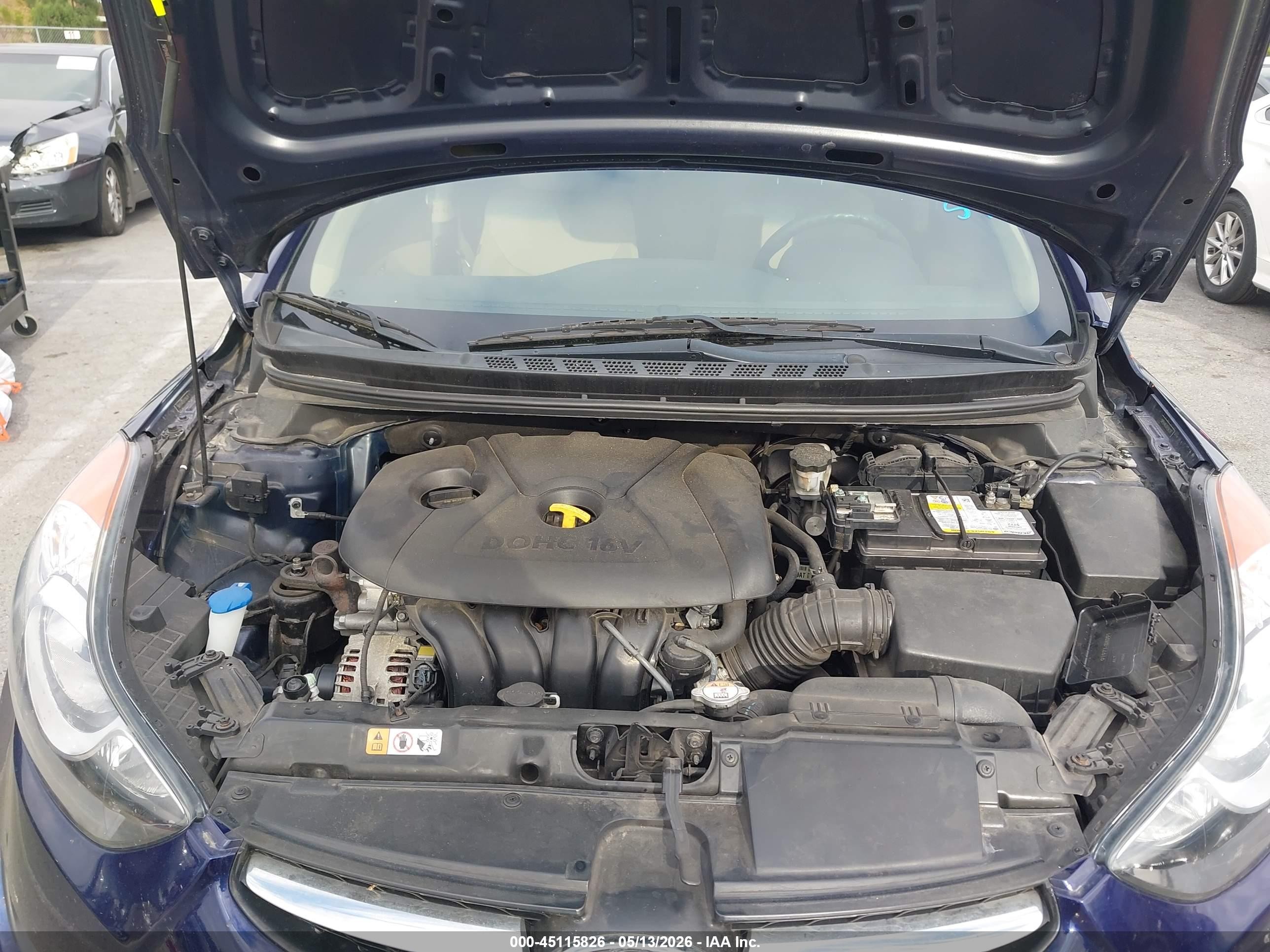 2013 Hyundai Elantra Gls/limited Blue vin: 5NPDH4AEXDH206379