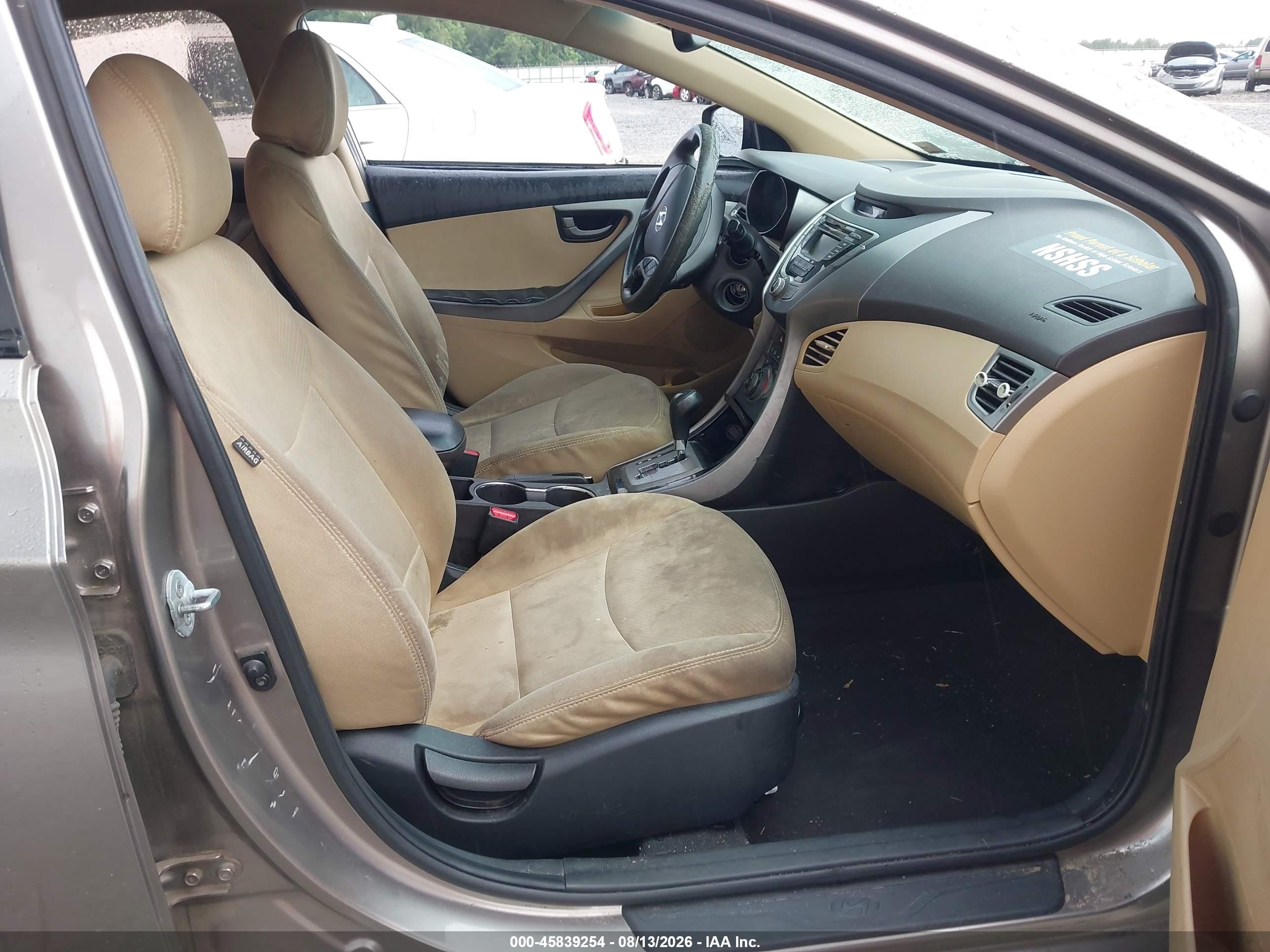 2013 Hyundai Elantra Gls Tan vin: 5NPDH4AEXDH214904