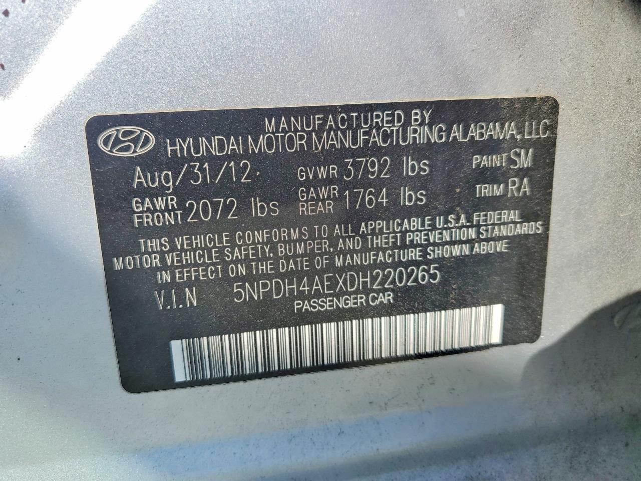 2013 Hyundai Elantra Gls Silver vin: 5NPDH4AEXDH220265