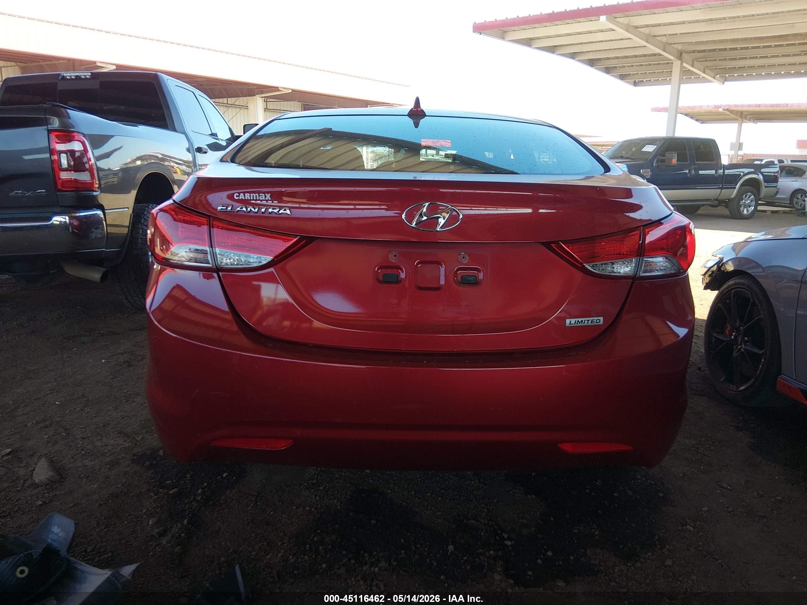 2013 Hyundai Elantra Limited Red vin: 5NPDH4AEXDH225594