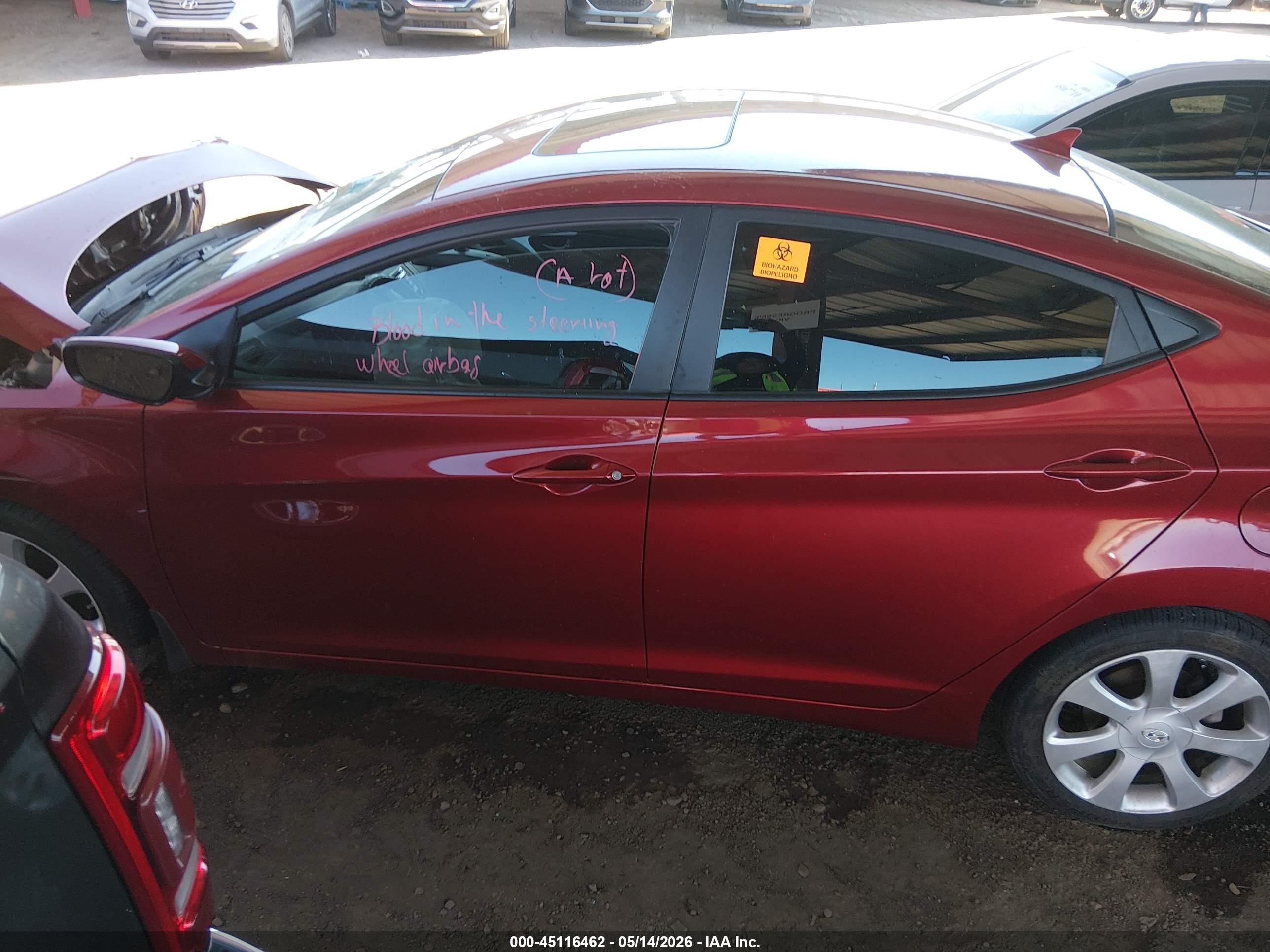 2013 Hyundai Elantra Limited Red vin: 5NPDH4AEXDH225594