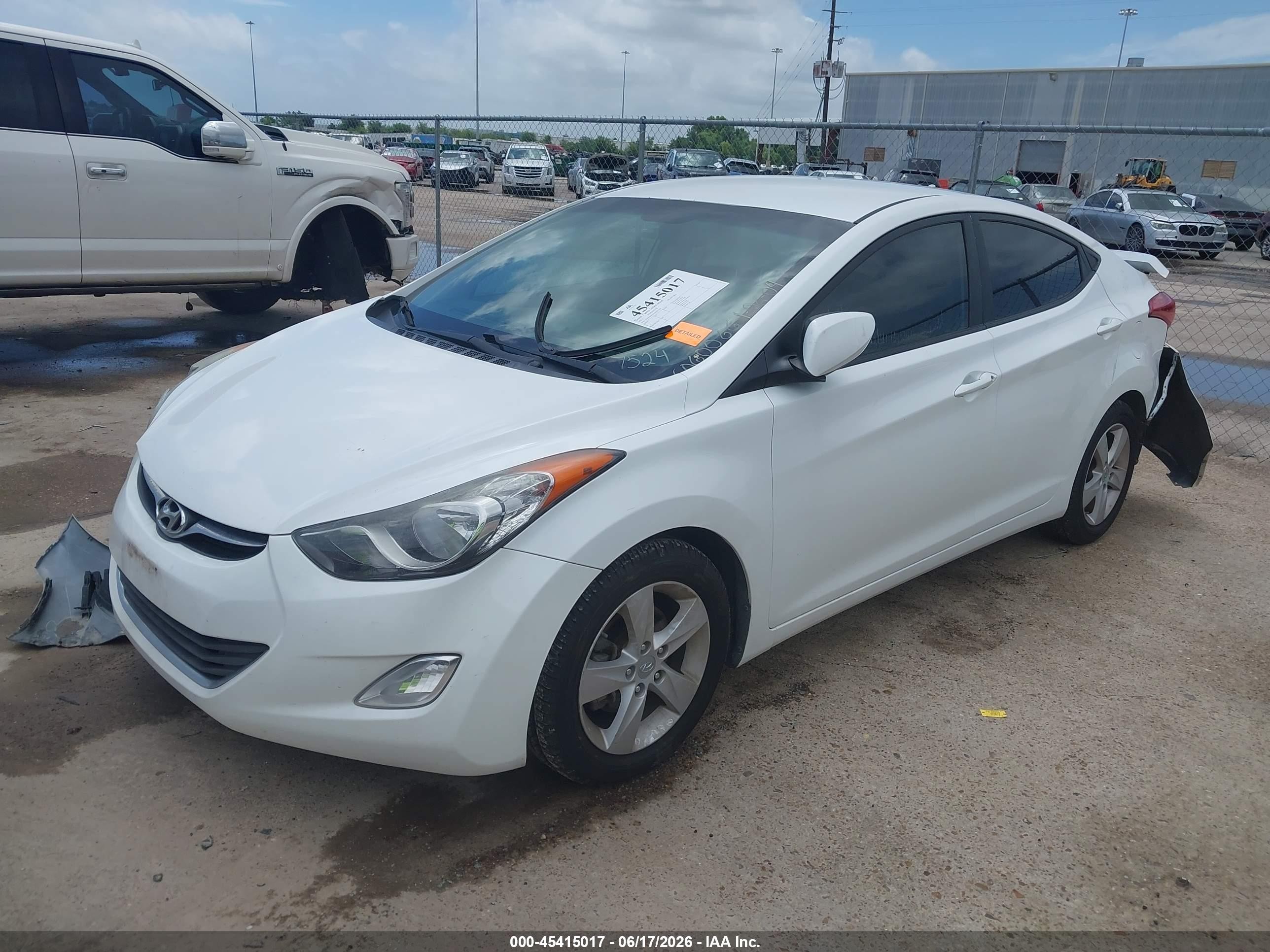2013 Hyundai Elantra Gls White vin: 5NPDH4AEXDH227524
