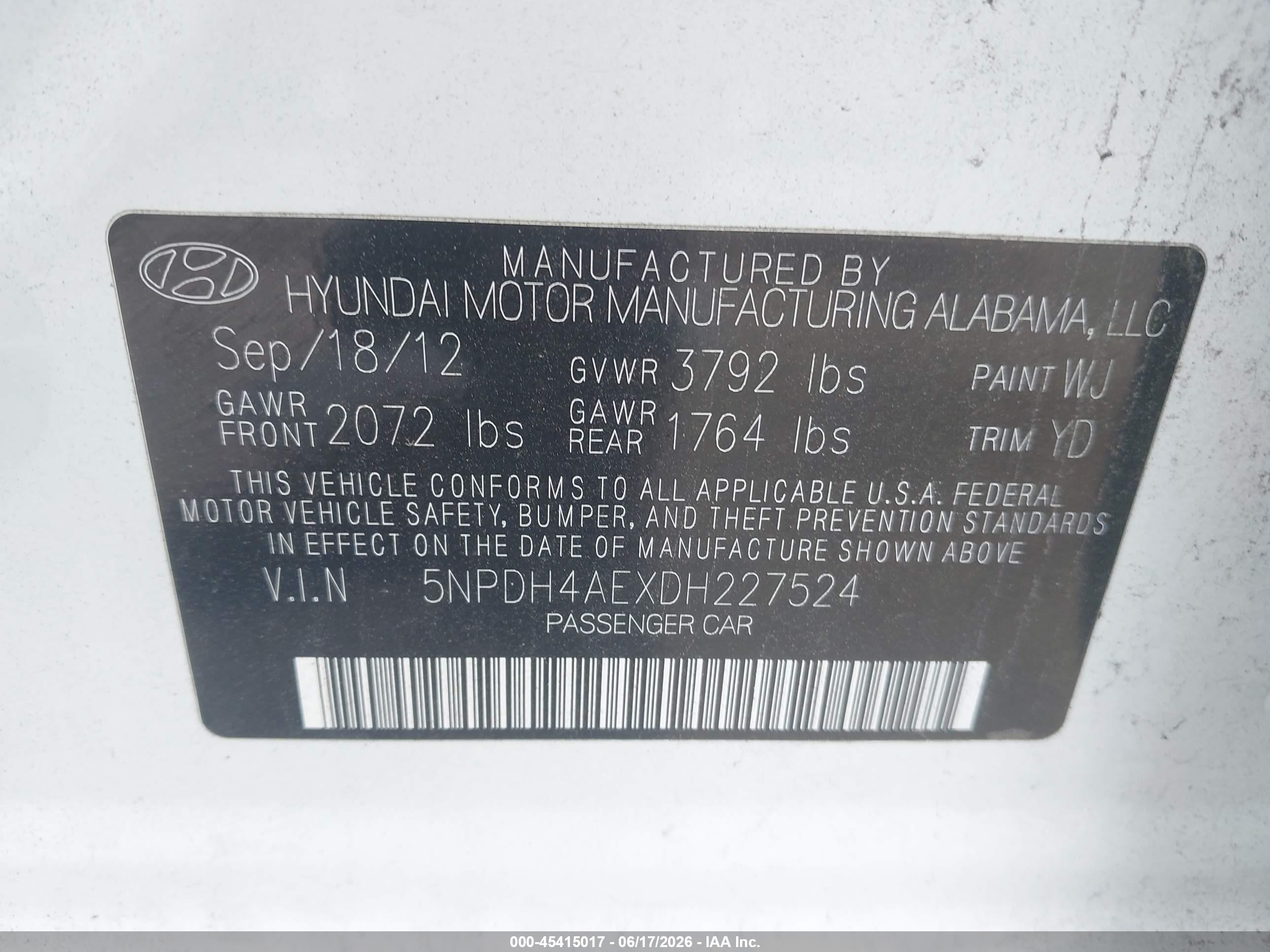 2013 Hyundai Elantra Gls White vin: 5NPDH4AEXDH227524