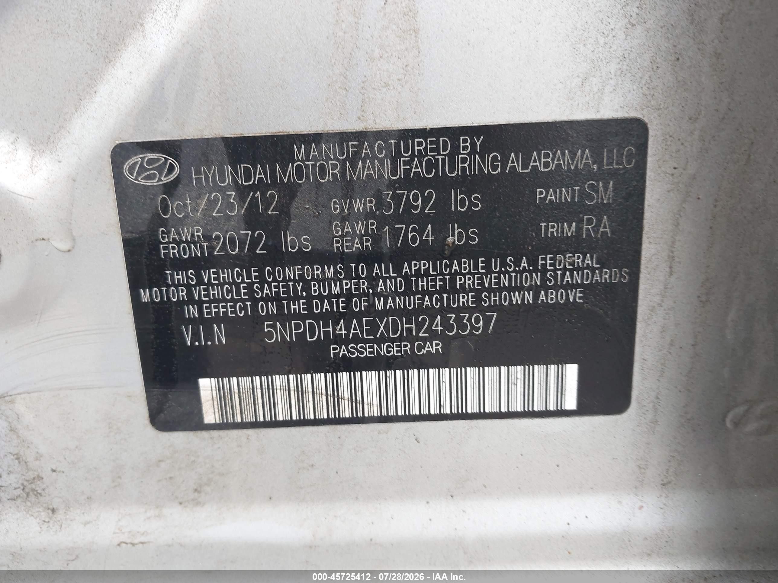 2013 Hyundai Elantra Gls Silver vin: 5NPDH4AEXDH243397