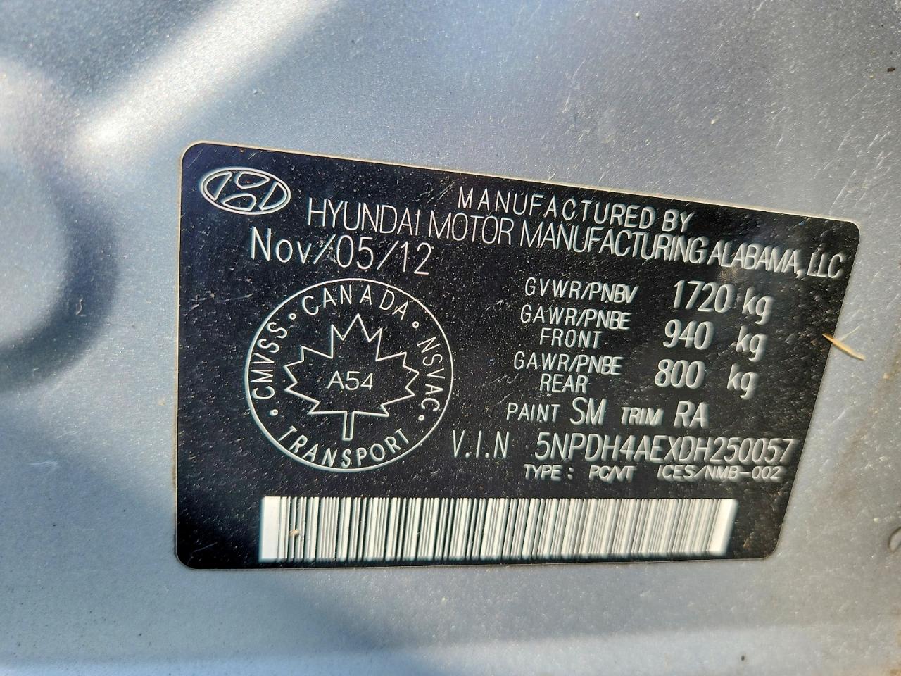 2013 Hyundai Elantra Gls Серый vin: 5NPDH4AEXDH250057