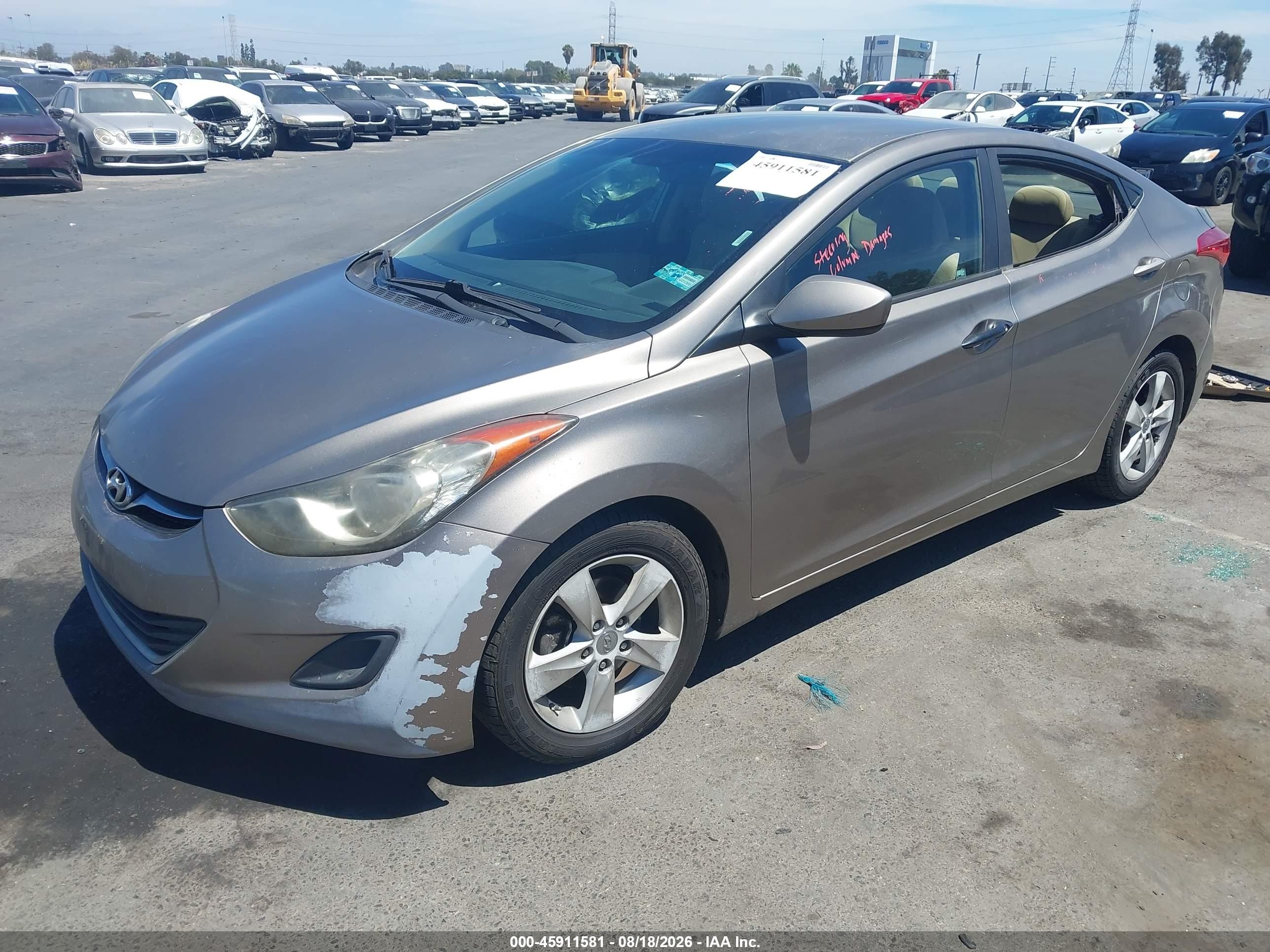 2013 Hyundai Elantra Gls Gray vin: 5NPDH4AEXDH254481