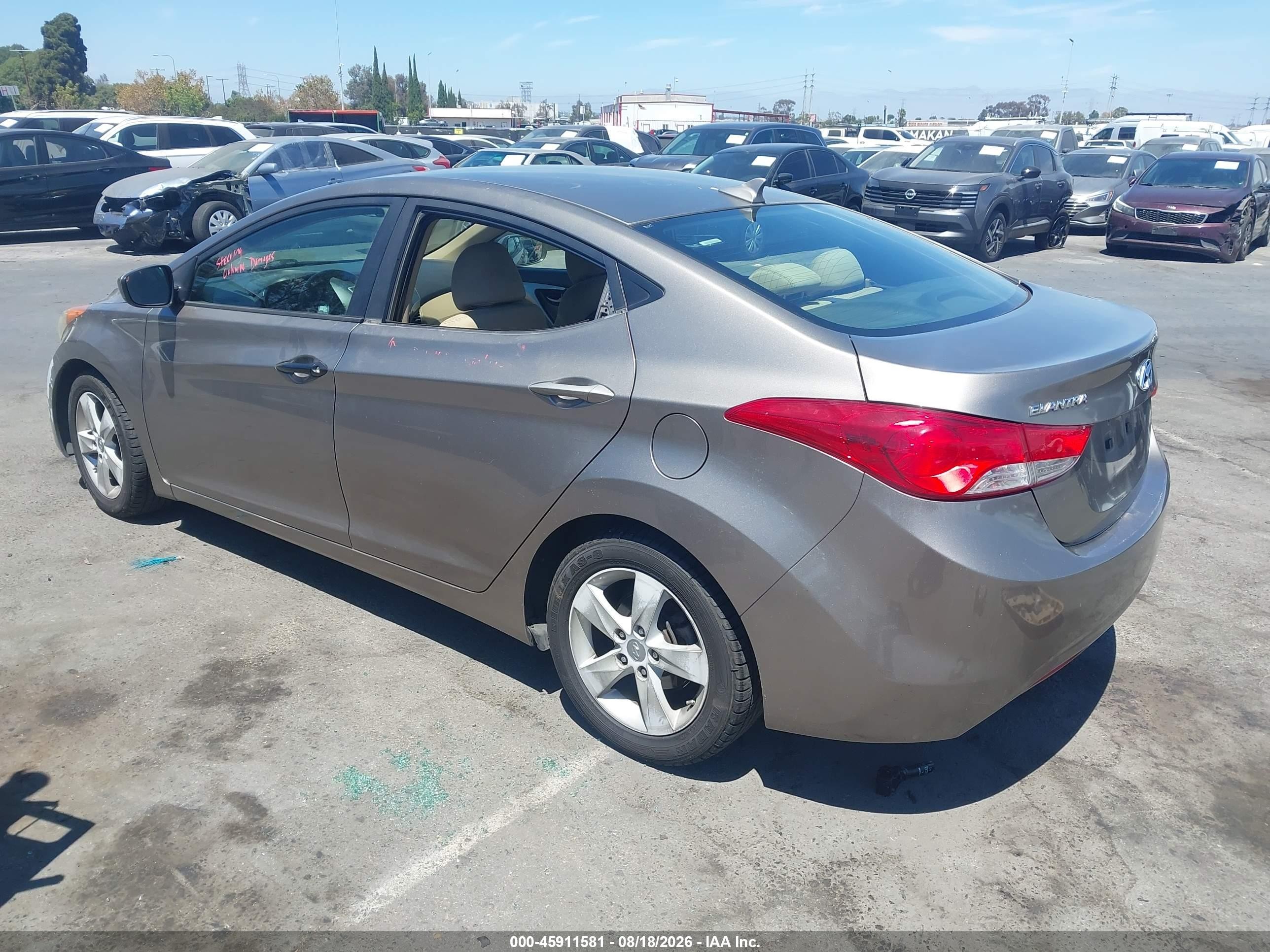 2013 Hyundai Elantra Gls Gray vin: 5NPDH4AEXDH254481