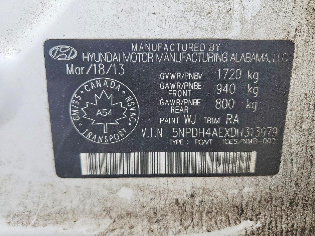 2013 Hyundai Elantra Gls White vin: 5NPDH4AEXDH313979