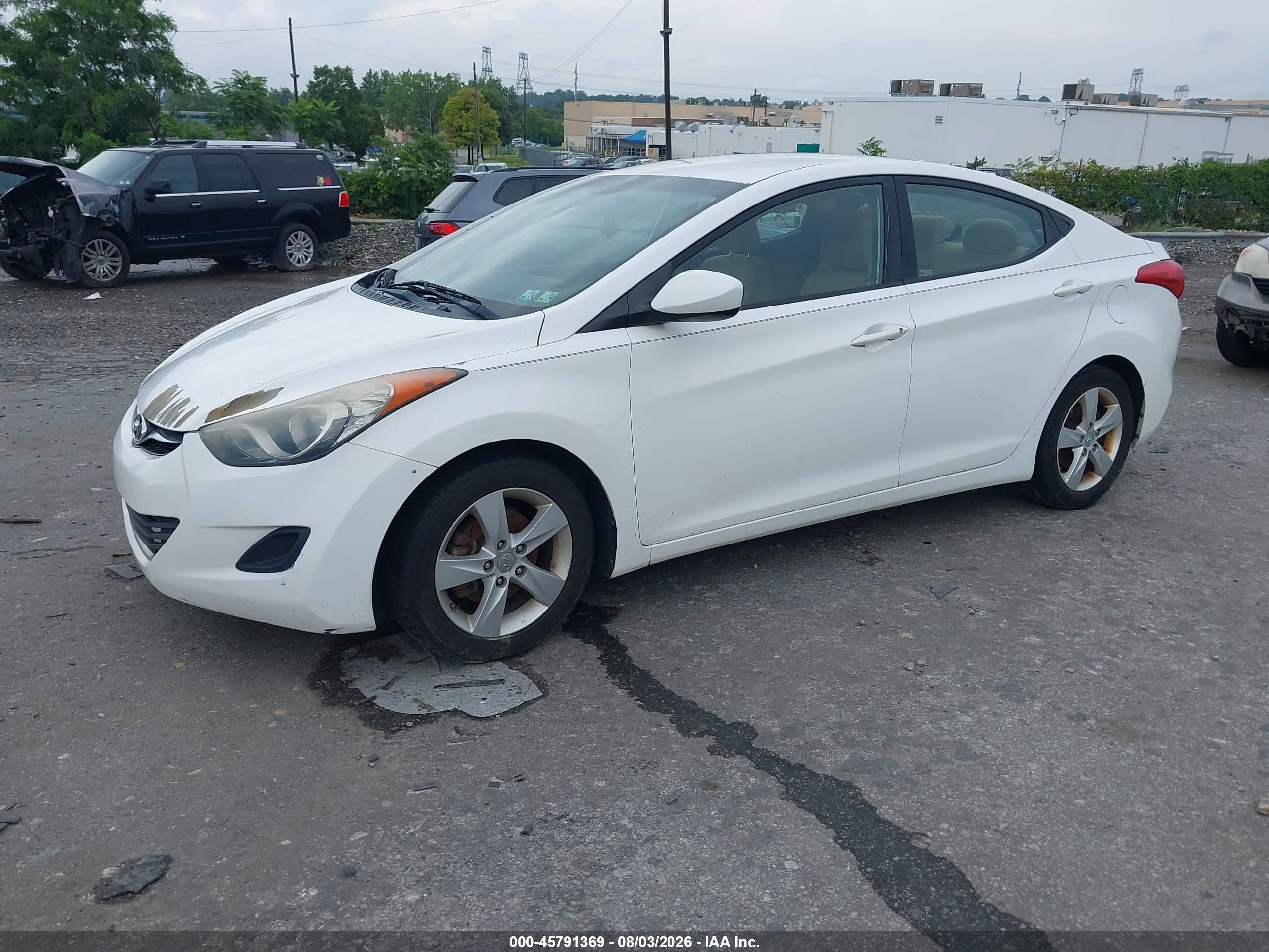 2013 Hyundai Elantra Gls White vin: 5NPDH4AEXDH337781