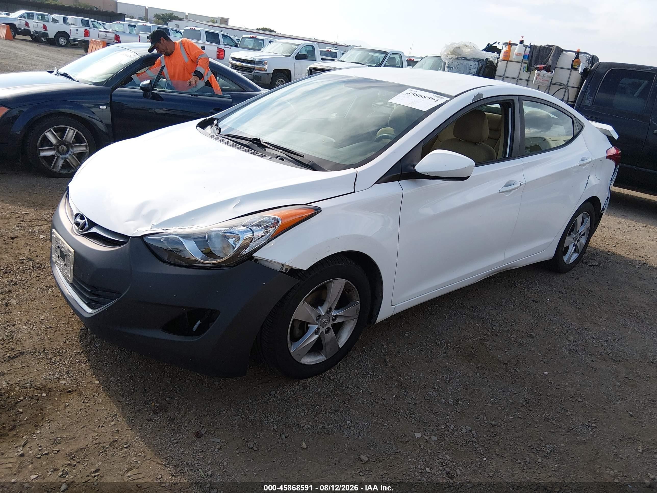 2013 Hyundai Elantra Gls White vin: 5NPDH4AEXDH340406