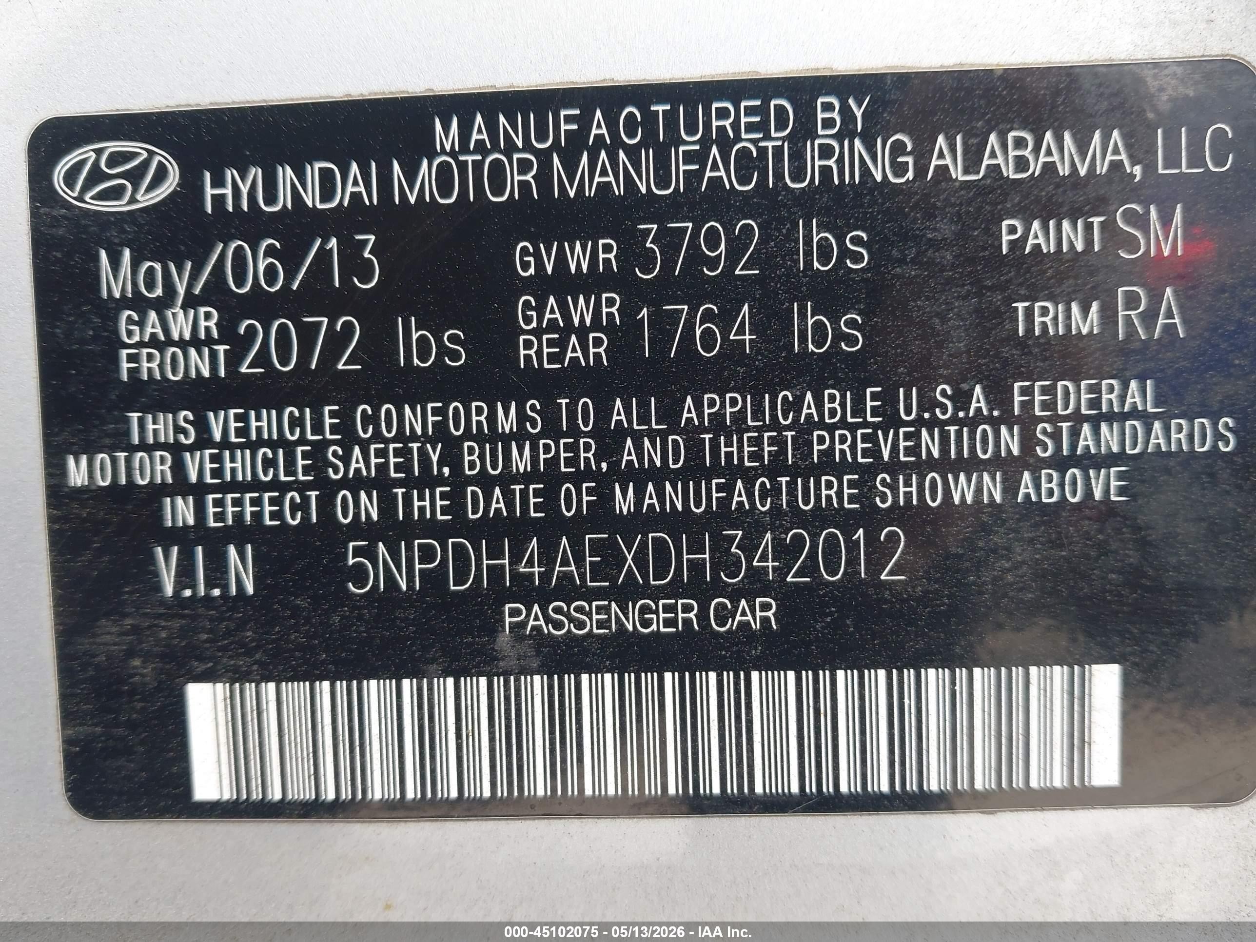 2013 Hyundai Elantra Gls Silver vin: 5NPDH4AEXDH342012