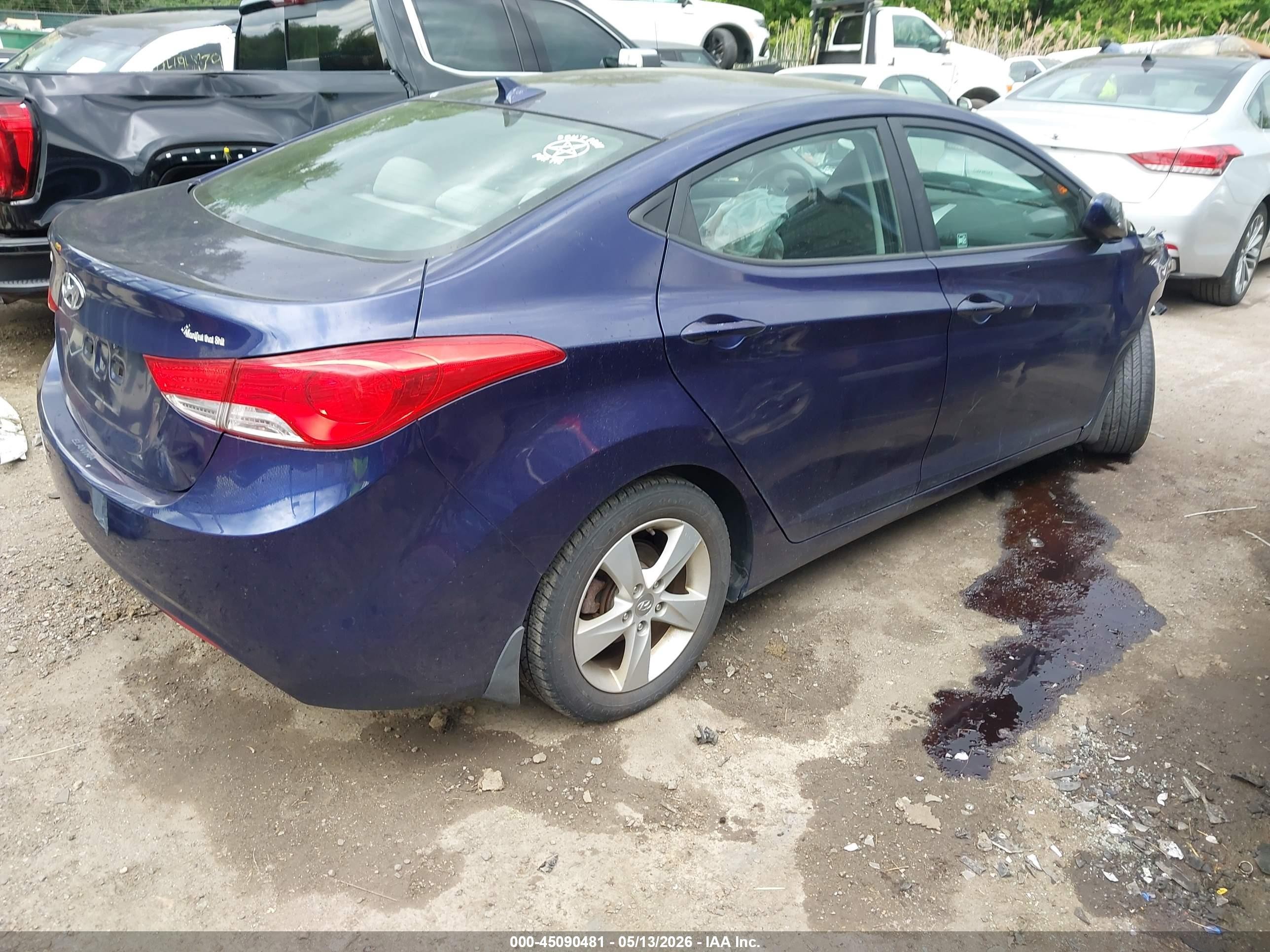 2013 Hyundai Elantra Gls Blue vin: 5NPDH4AEXDH356718