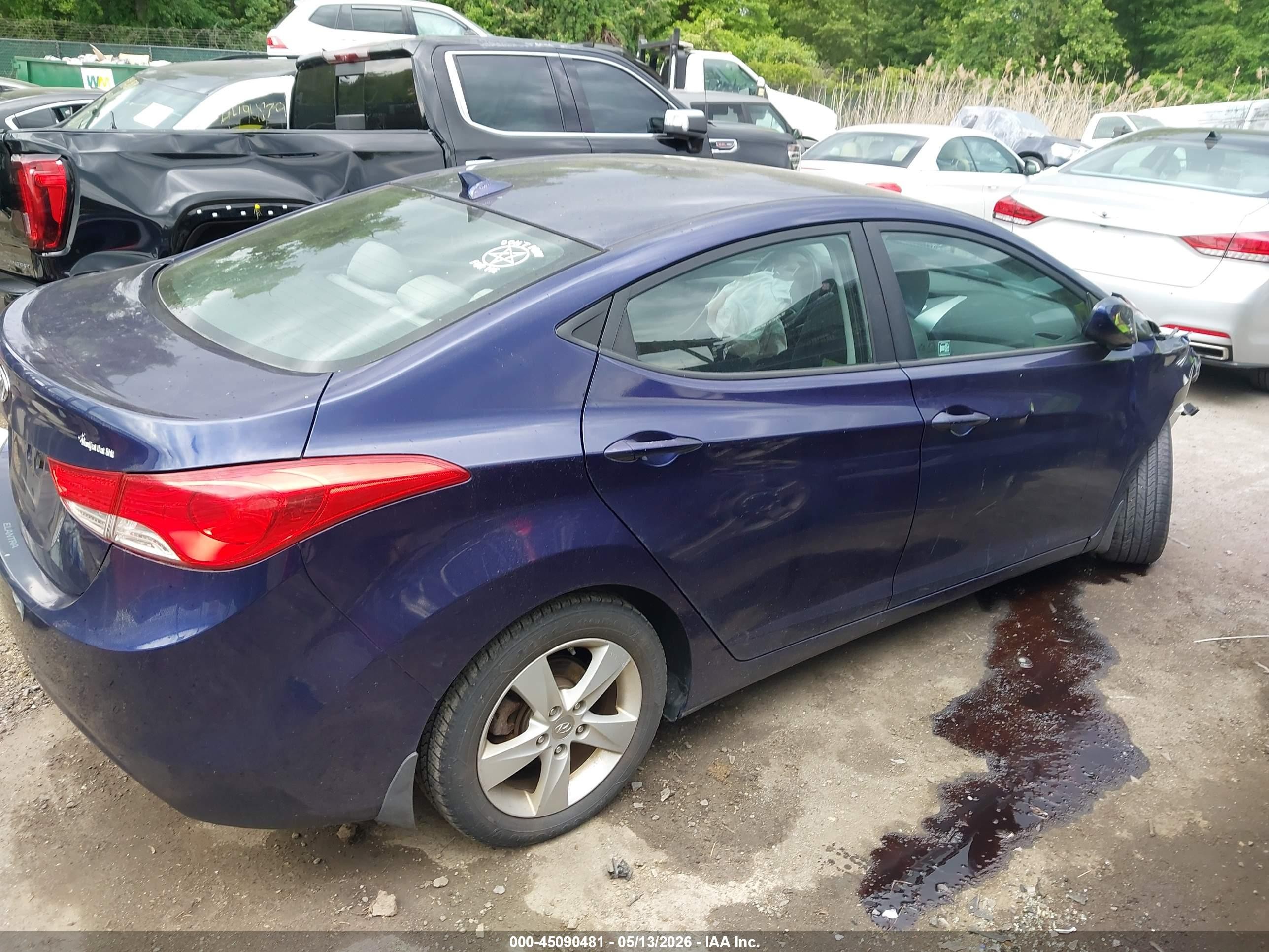 2013 Hyundai Elantra Gls Blue vin: 5NPDH4AEXDH356718