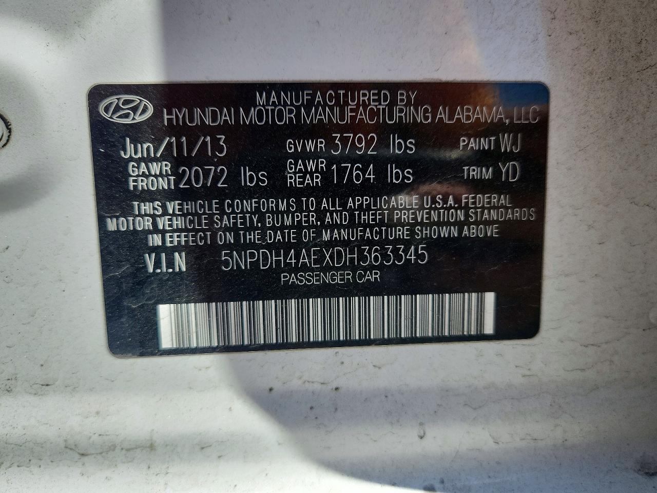 2013 Hyundai Elantra Gls White vin: 5NPDH4AEXDH363345