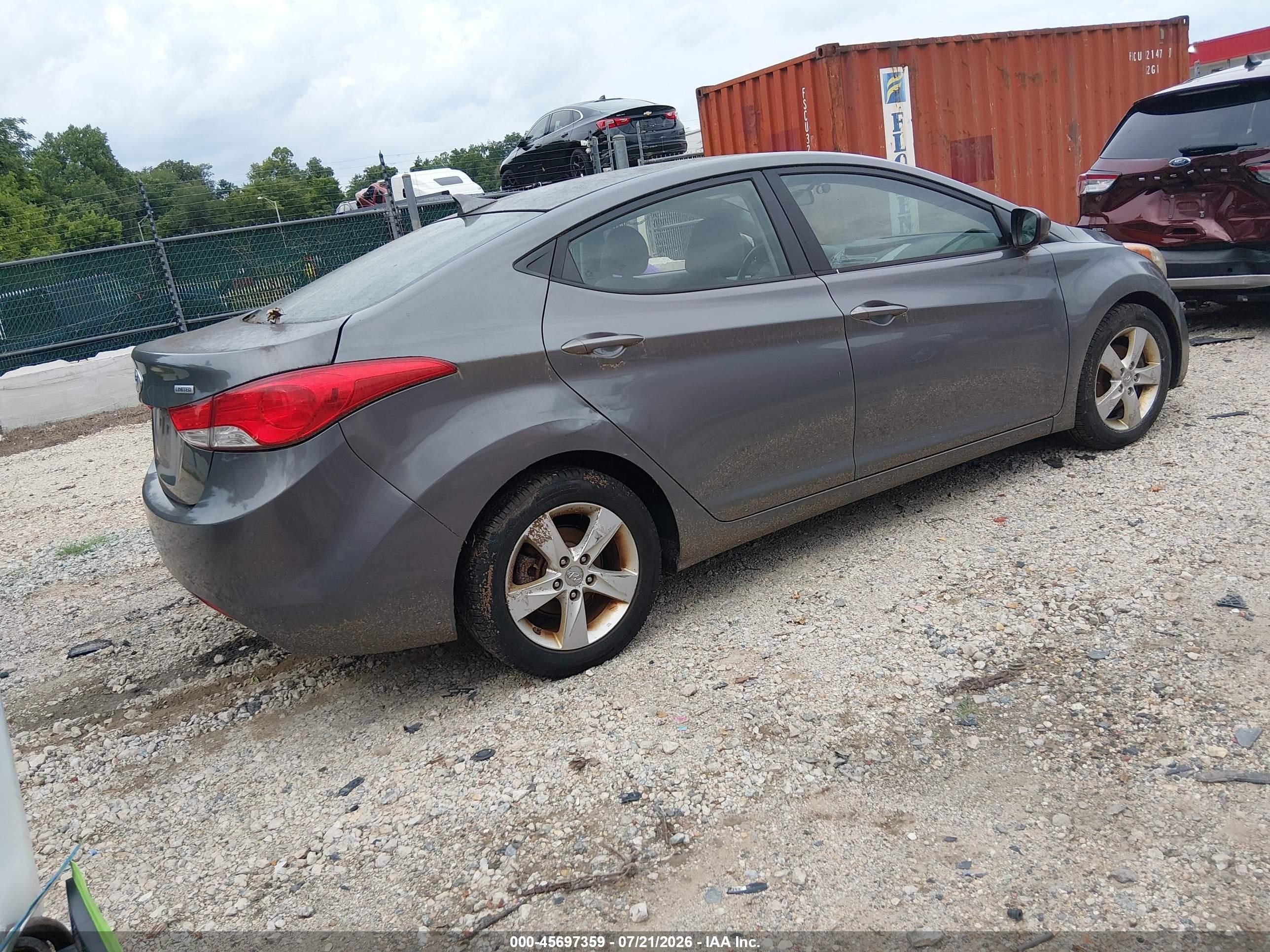 2013 Hyundai Elantra Gls Gray vin: 5NPDH4AEXDH371235