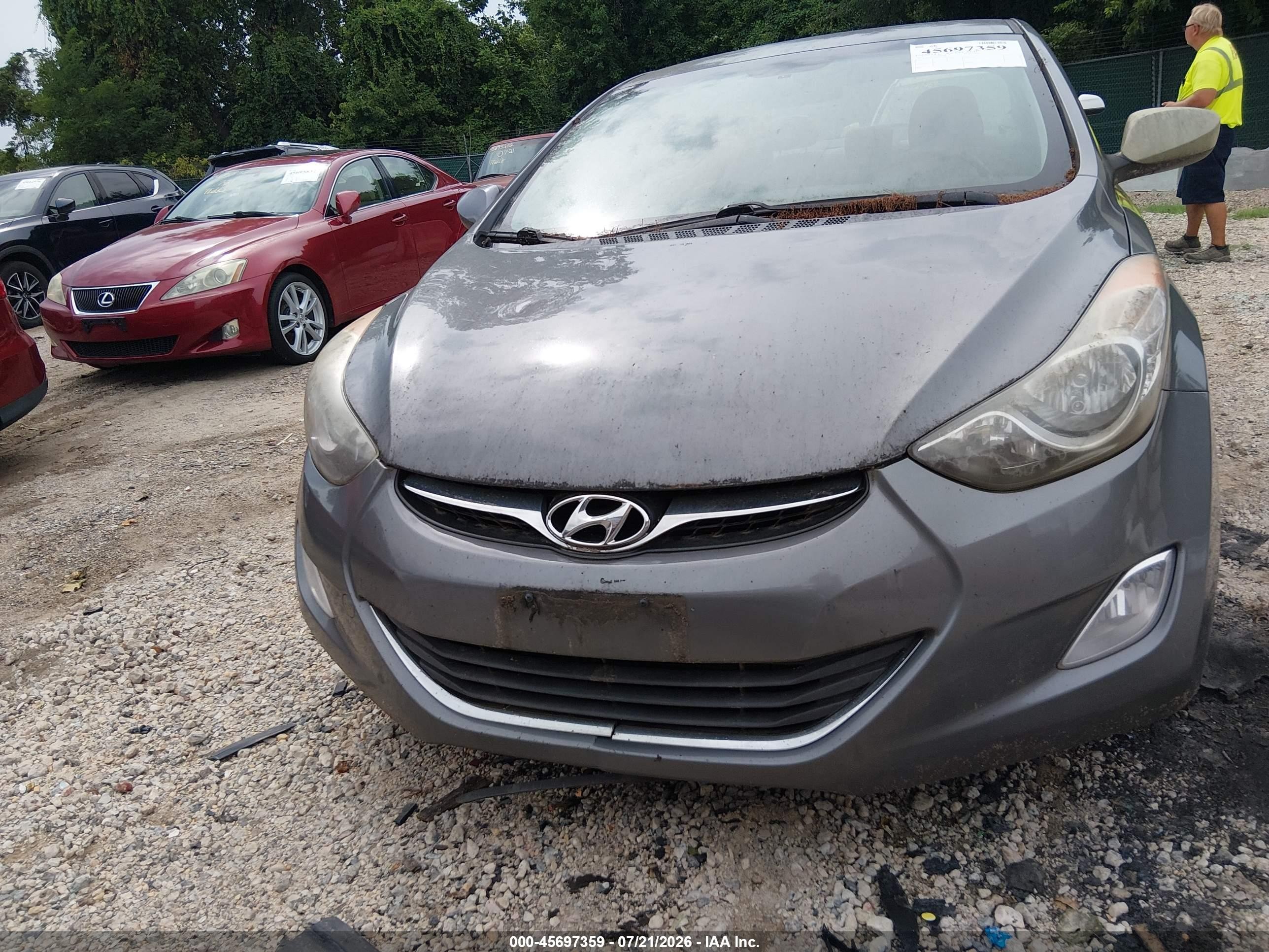 2013 Hyundai Elantra Gls Gray vin: 5NPDH4AEXDH371235