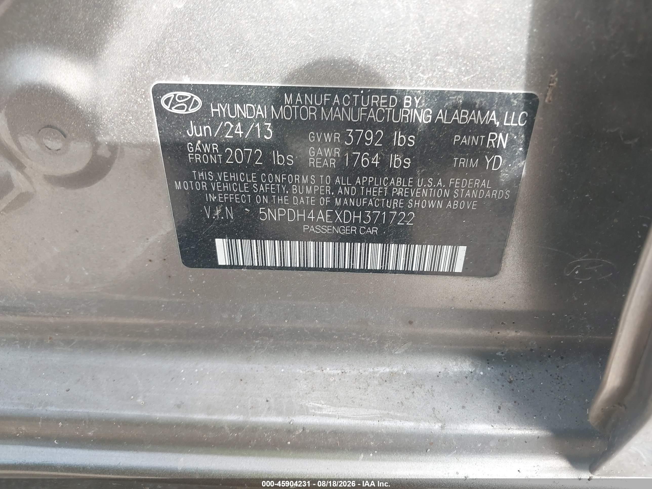 2013 Hyundai Elantra Gls Dark Brown vin: 5NPDH4AEXDH371722
