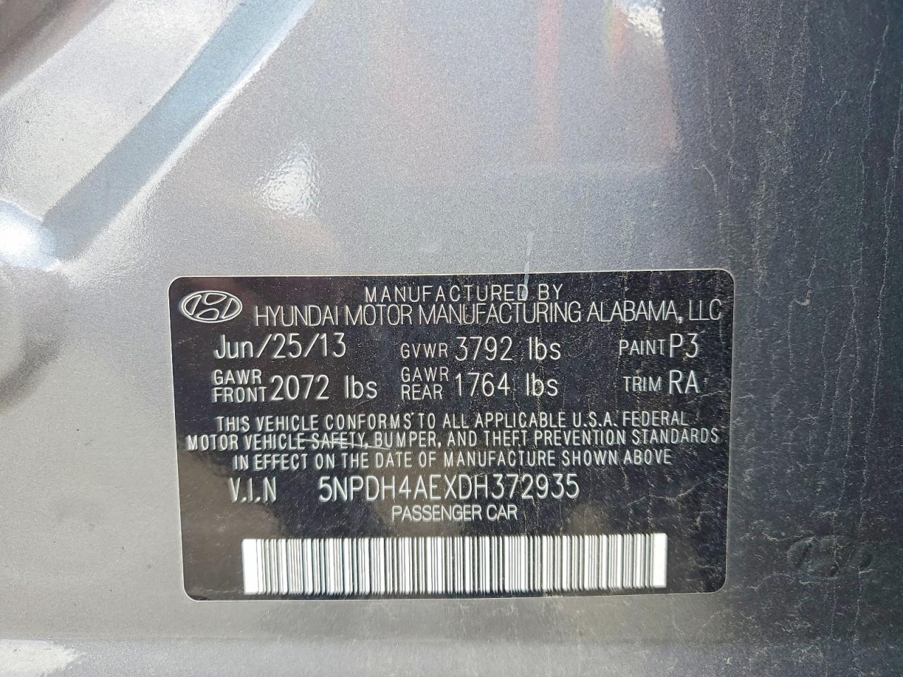 2013 Hyundai Elantra Gls Silver vin: 5NPDH4AEXDH372935