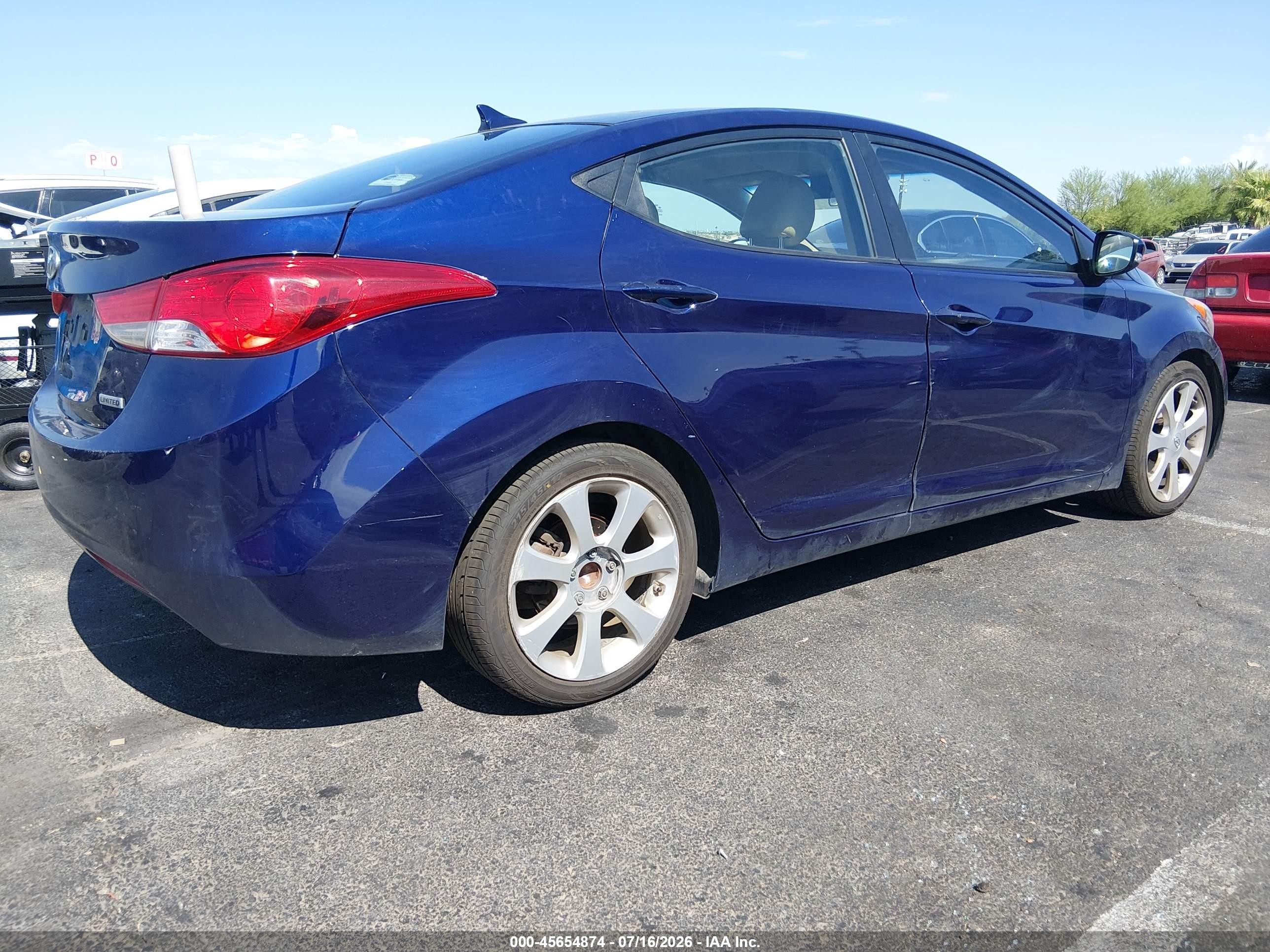 2013 Hyundai Elantra Limited Синий vin: 5NPDH4AEXDH384440