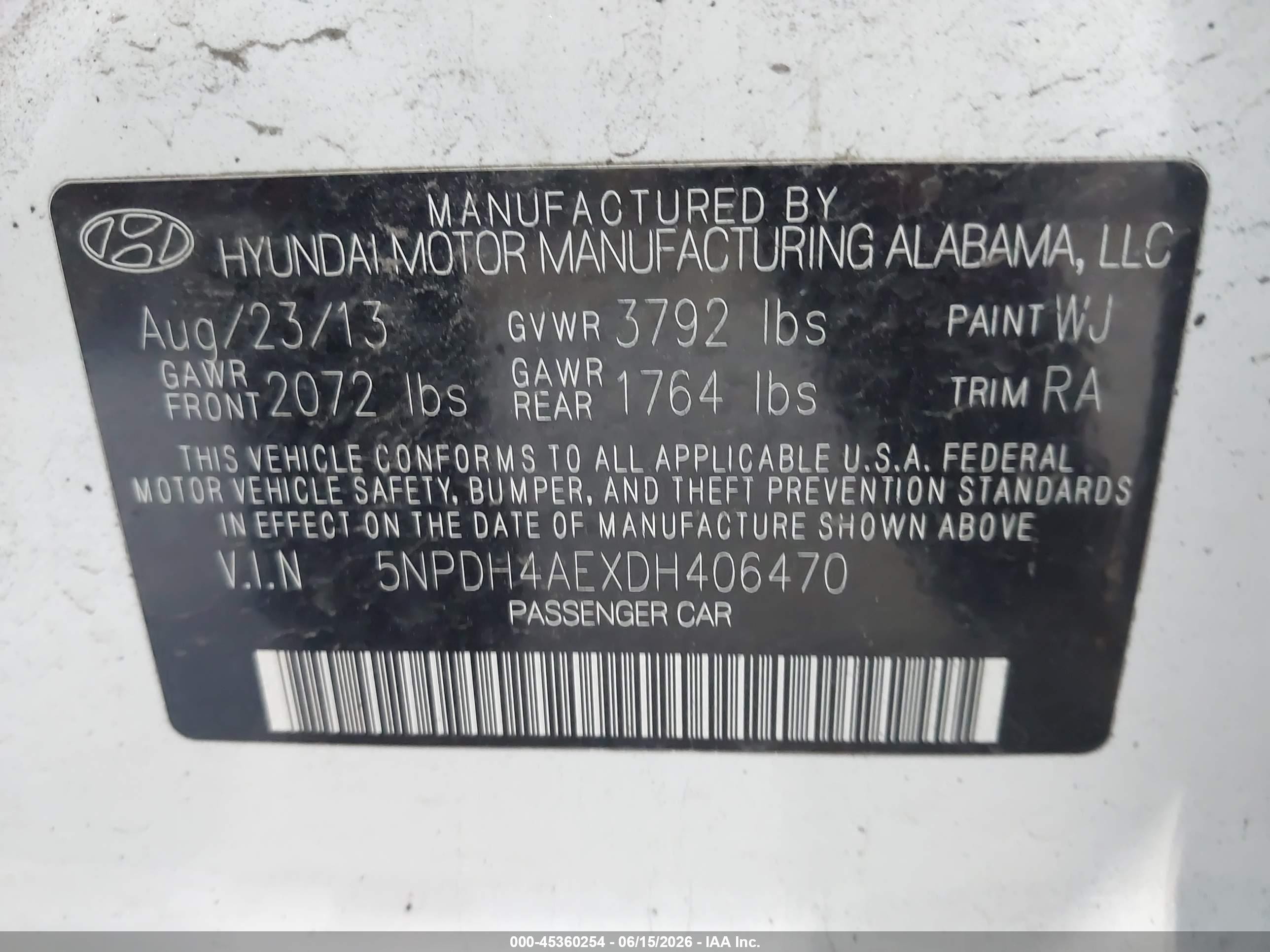 2013 Hyundai Elantra Gls White vin: 5NPDH4AEXDH406470