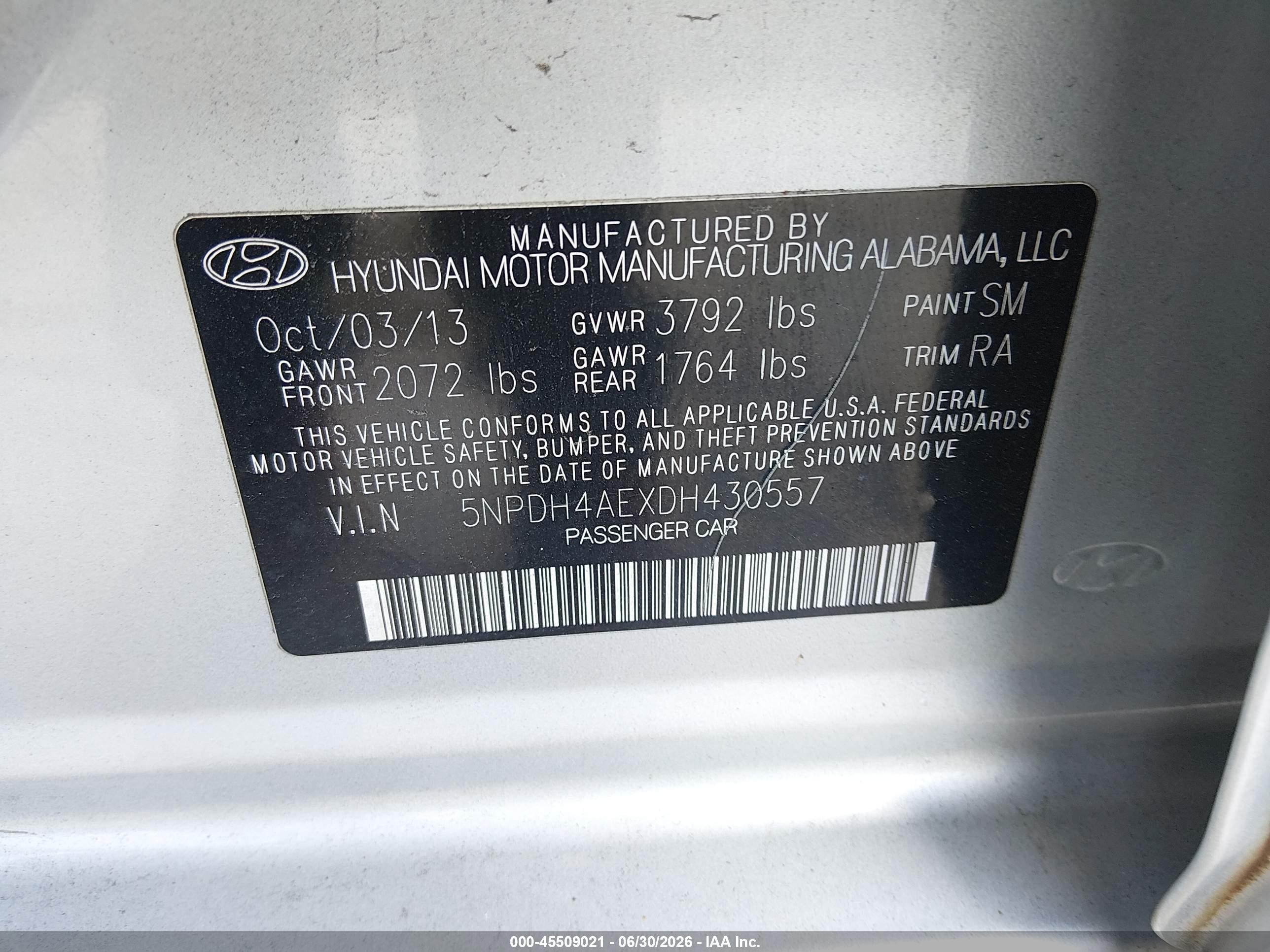 2013 Hyundai Elantra Gls Gray vin: 5NPDH4AEXDH430557