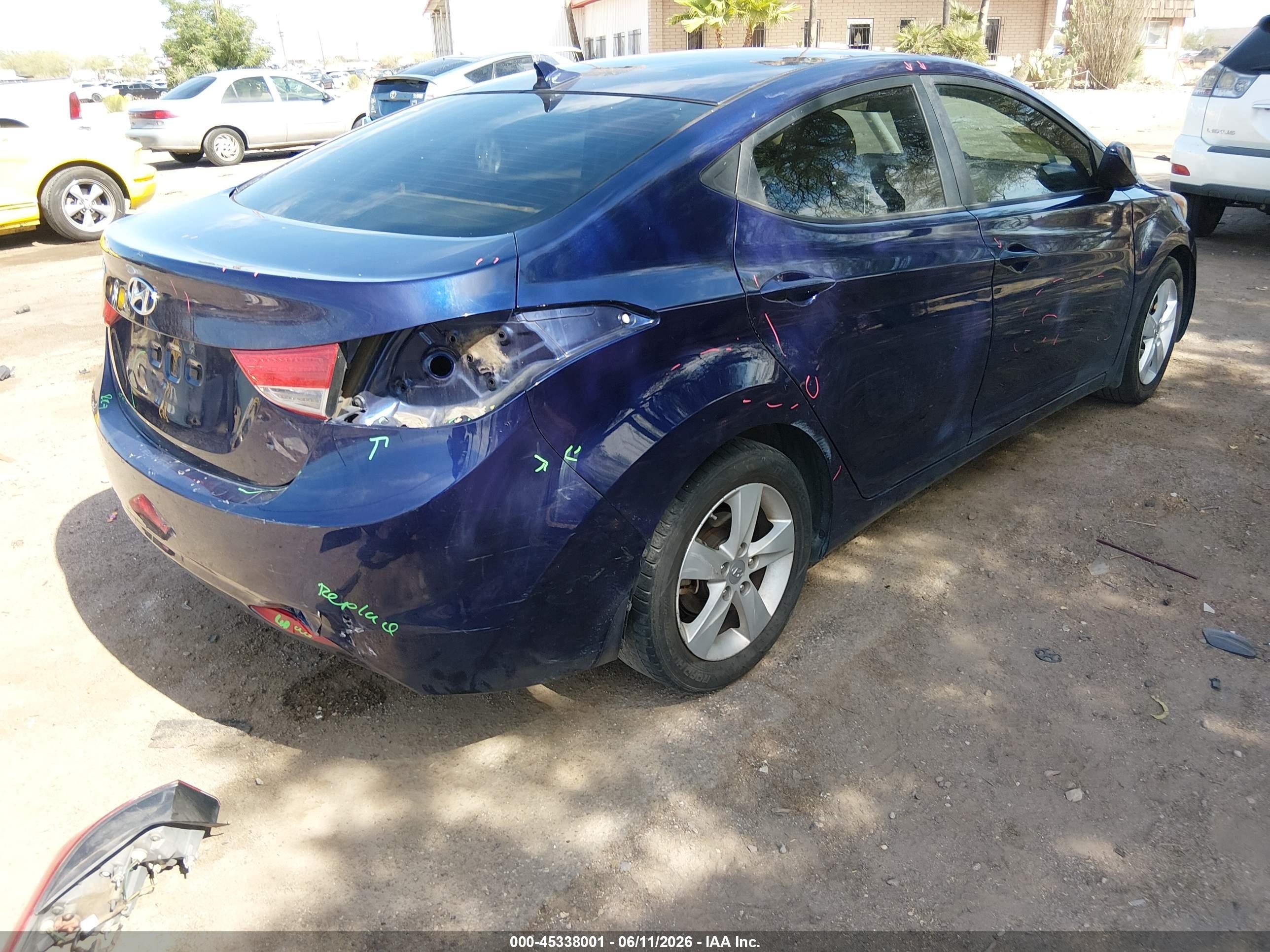 2013 Hyundai Elantra Gls Синий vin: 5NPDH4AEXDH430879